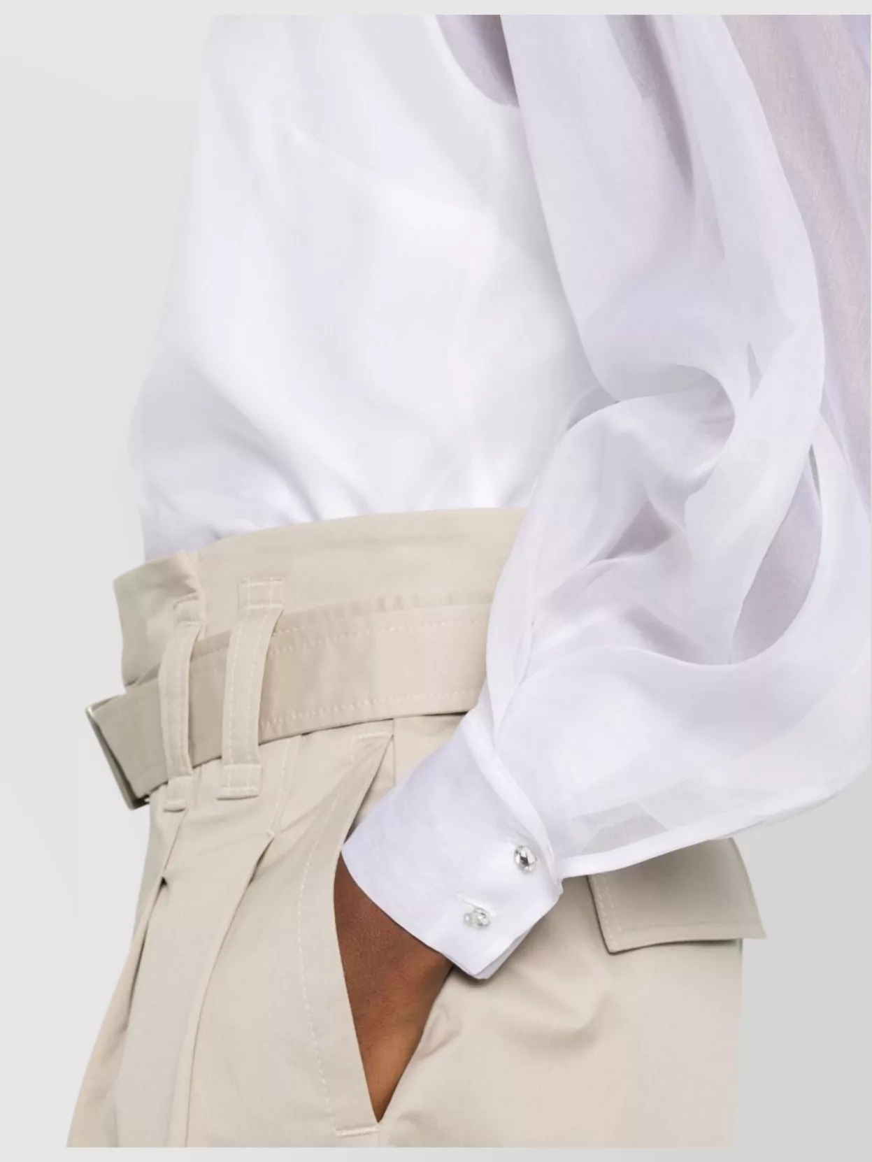 Max Mara Sheer Fabric Relaxed Fit Pointed Collar In White