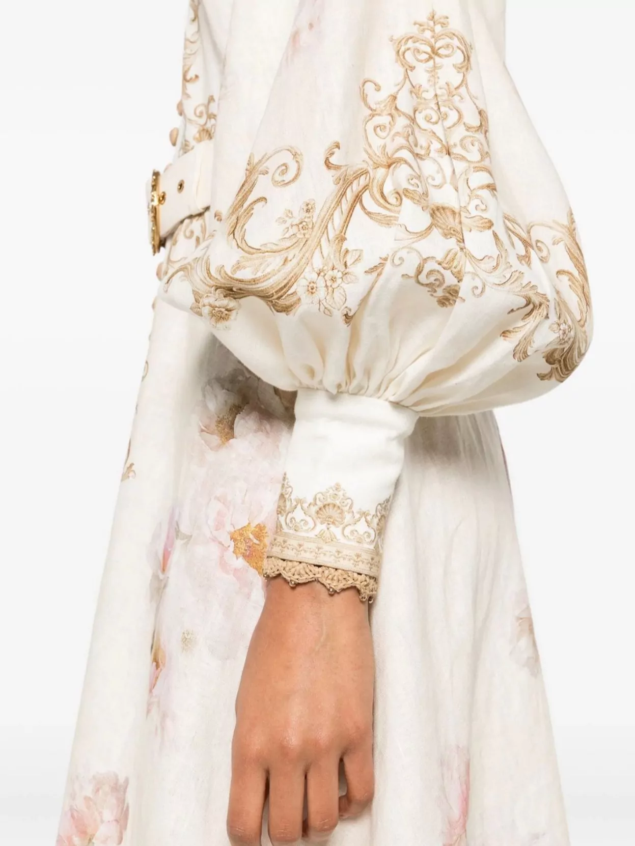 Zimmermann Linen Printed Belted Midi Dress