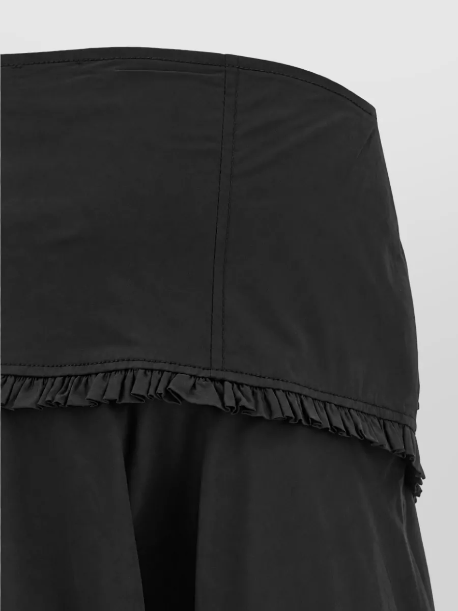 Ganni Black Stretch Cotton A-Line Skirt