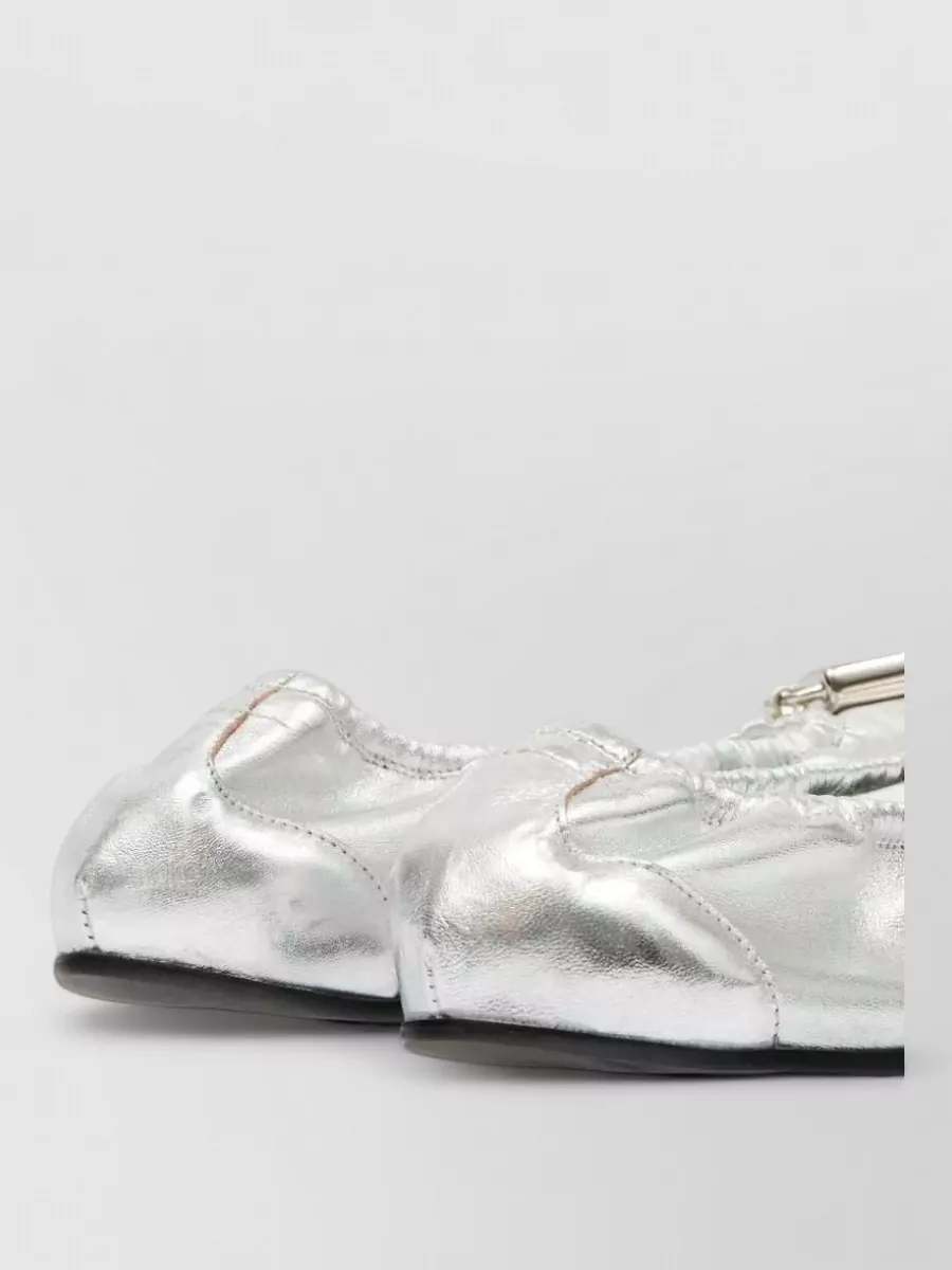 Mm6 Maison Margiela Leather Gathered Ballerina Flats