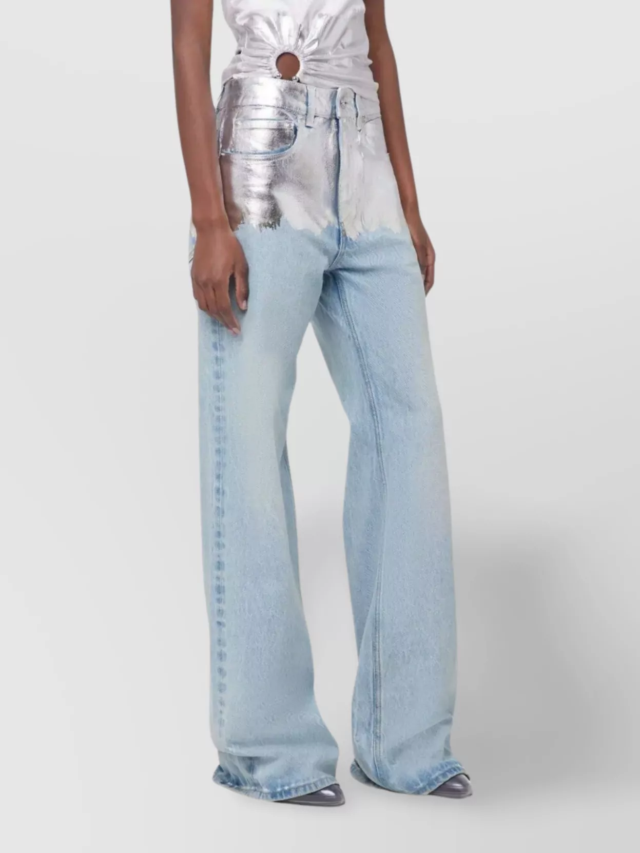 Shop Rabanne Trousers With Metallic Detail And Finish