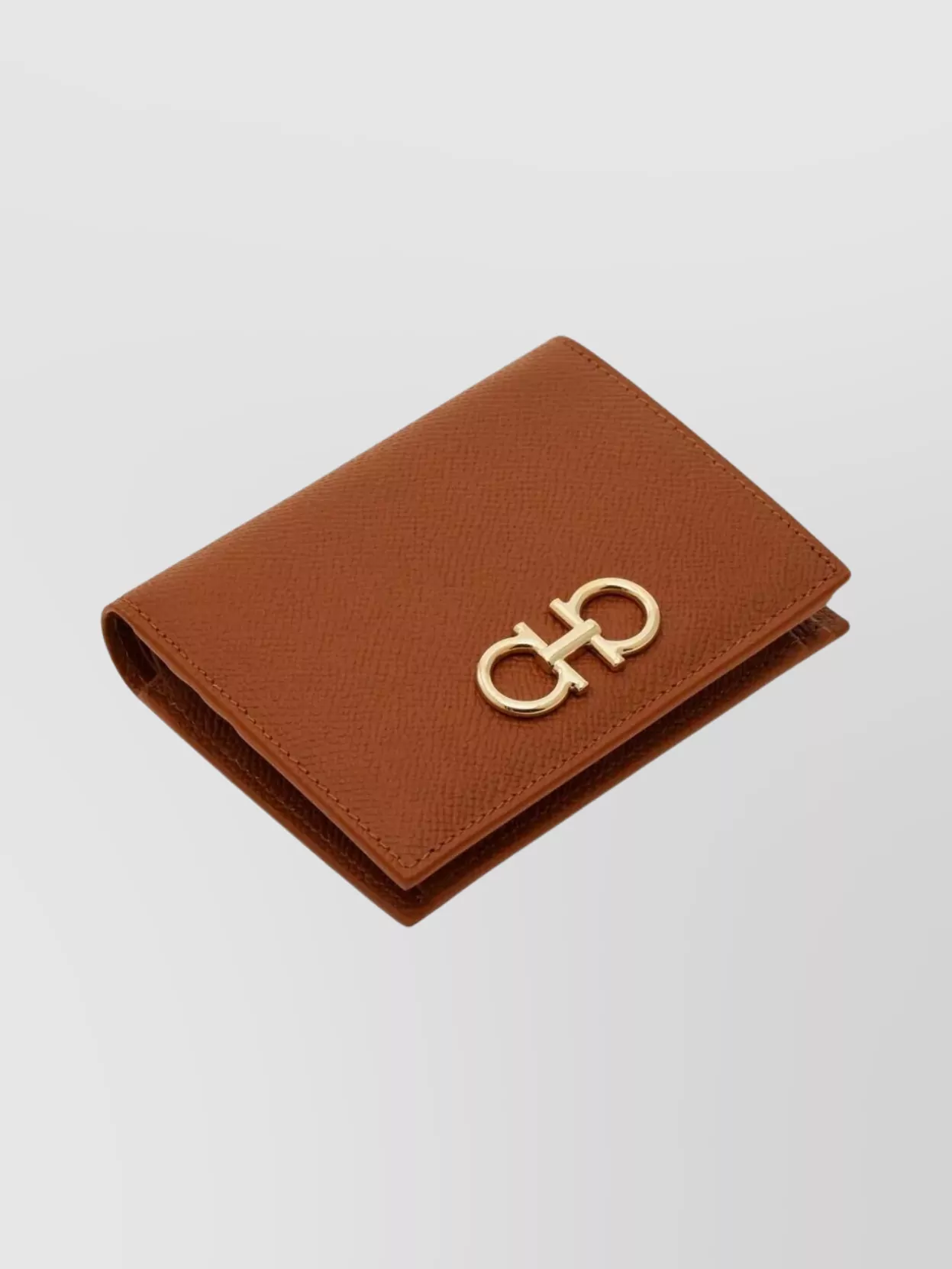Ferragamo Compact Wallet Gold-tone Hardware In Brown