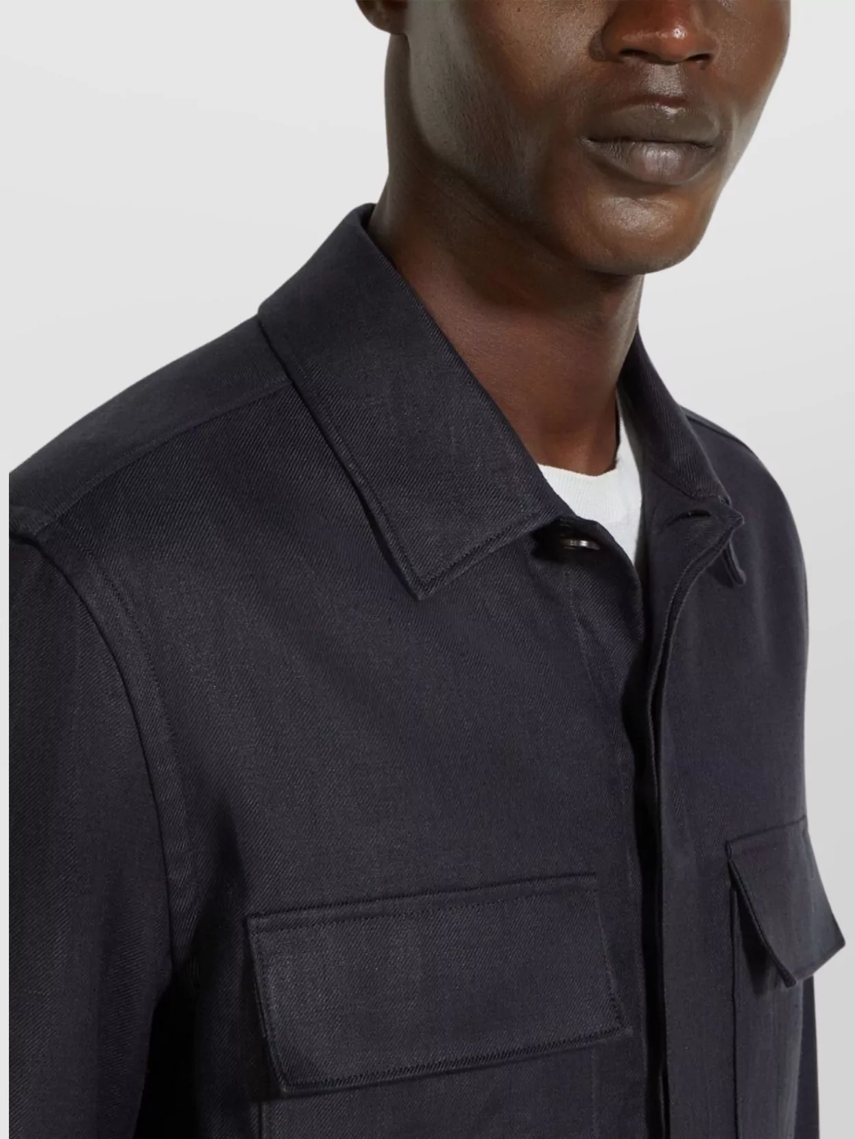 Zegna Linen Shirt With Chest Pockets And Structured Collar