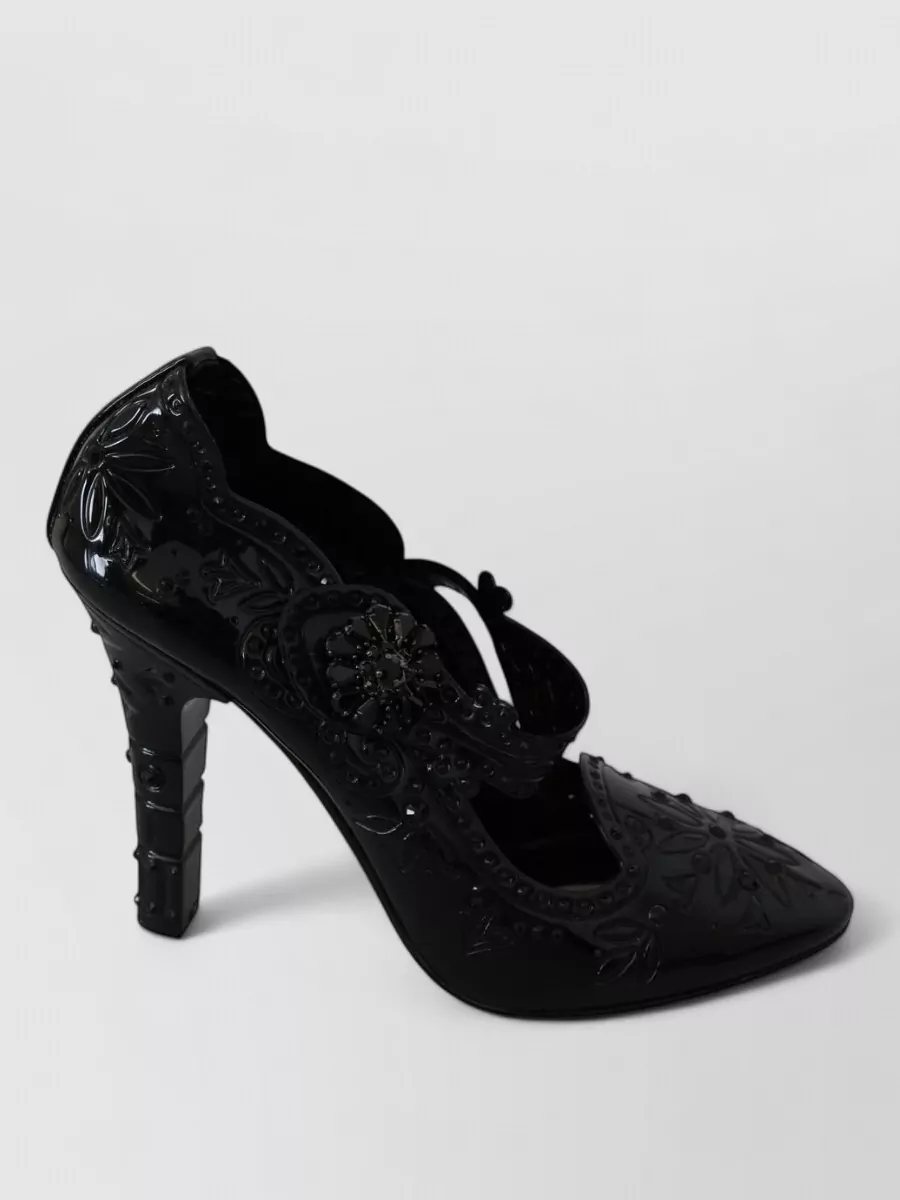 Dolce&Gabbana Crystal Embellished Floral Patent Pumps