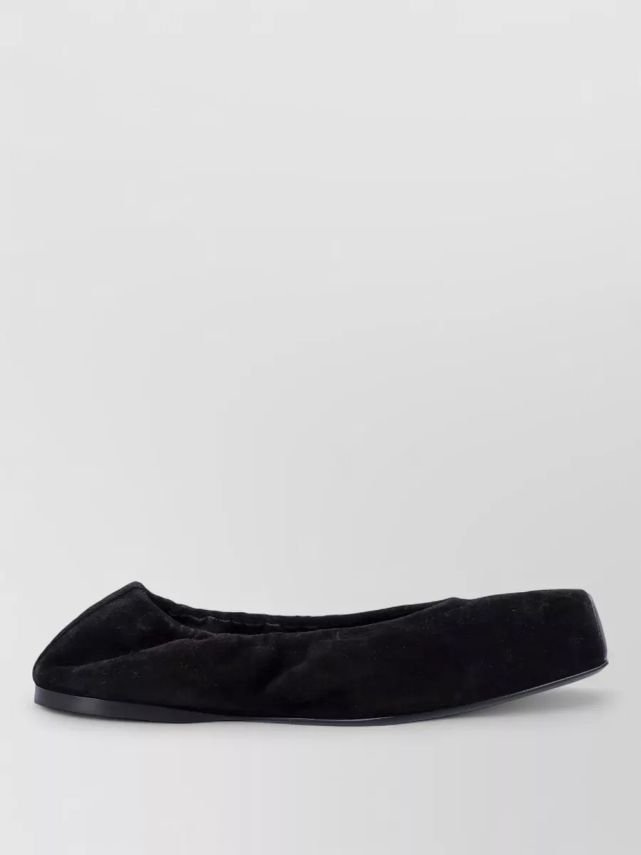 Alaïa Suede Ballet Flats Square Toe Leather