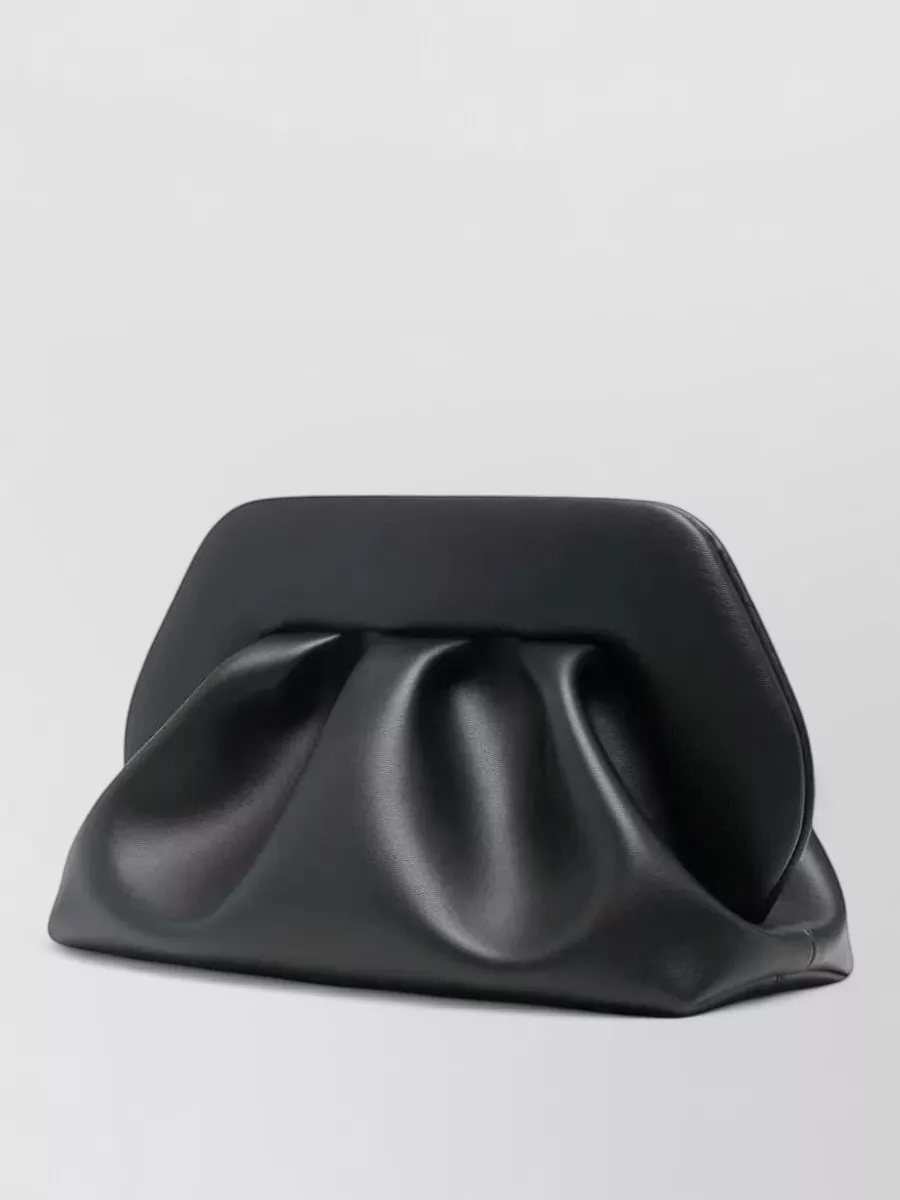 Themoiré Bios Medium Vegan Leather Gathered Clutch Bag