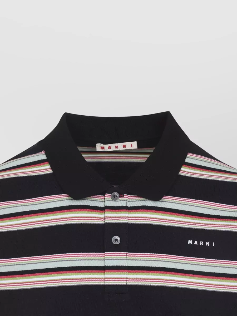 Marni Striped Cotton Long-Sleeve Polo Shirt