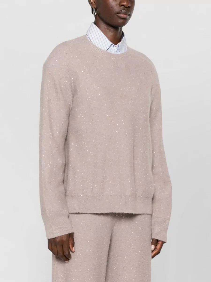 Fabiana Filippi Wool Silk Cashmere Alpaca Sequin-Embellished Crewneck Sweater