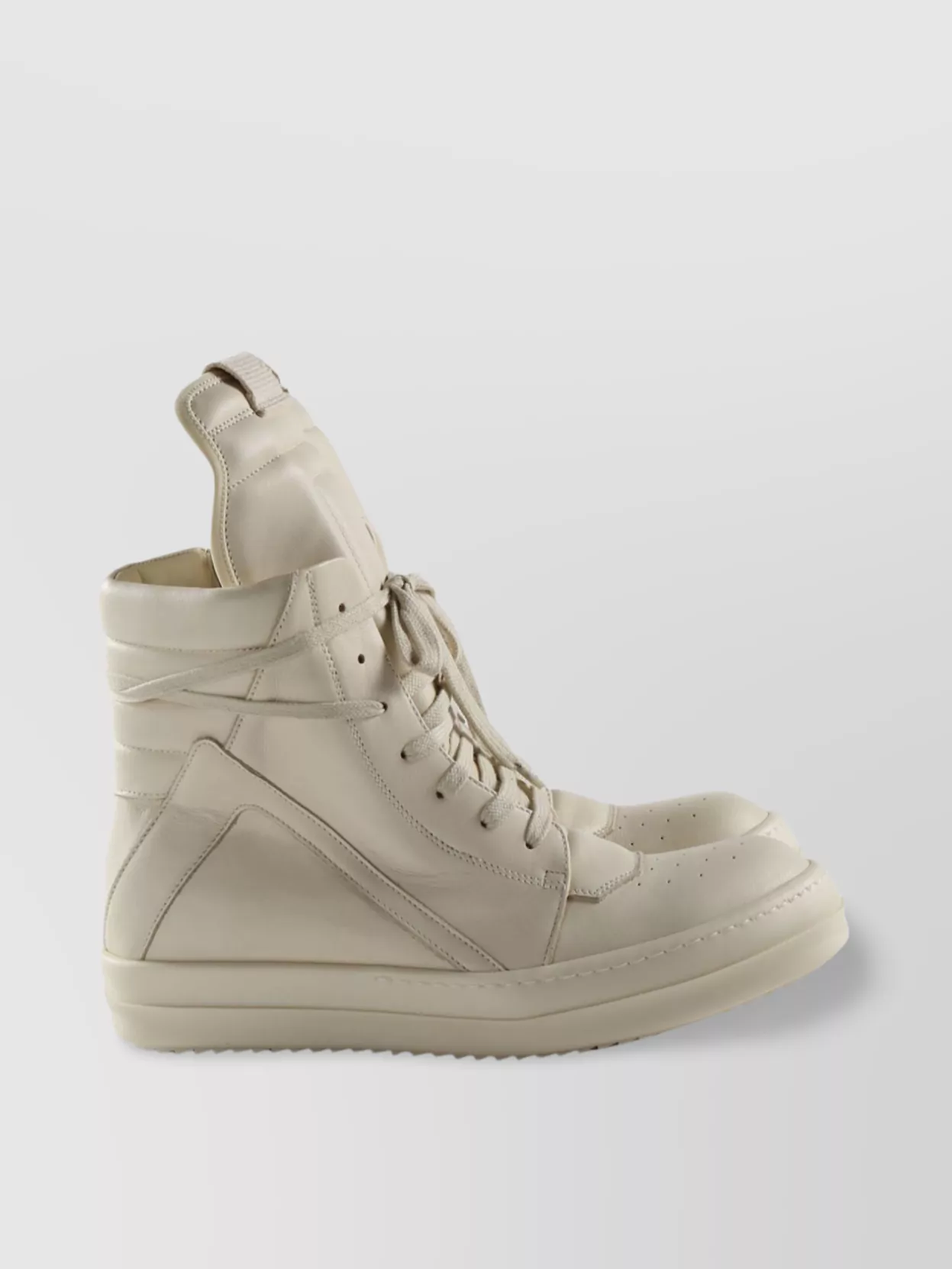 Rick Owens Leather High-Top Sneakers Round Toe