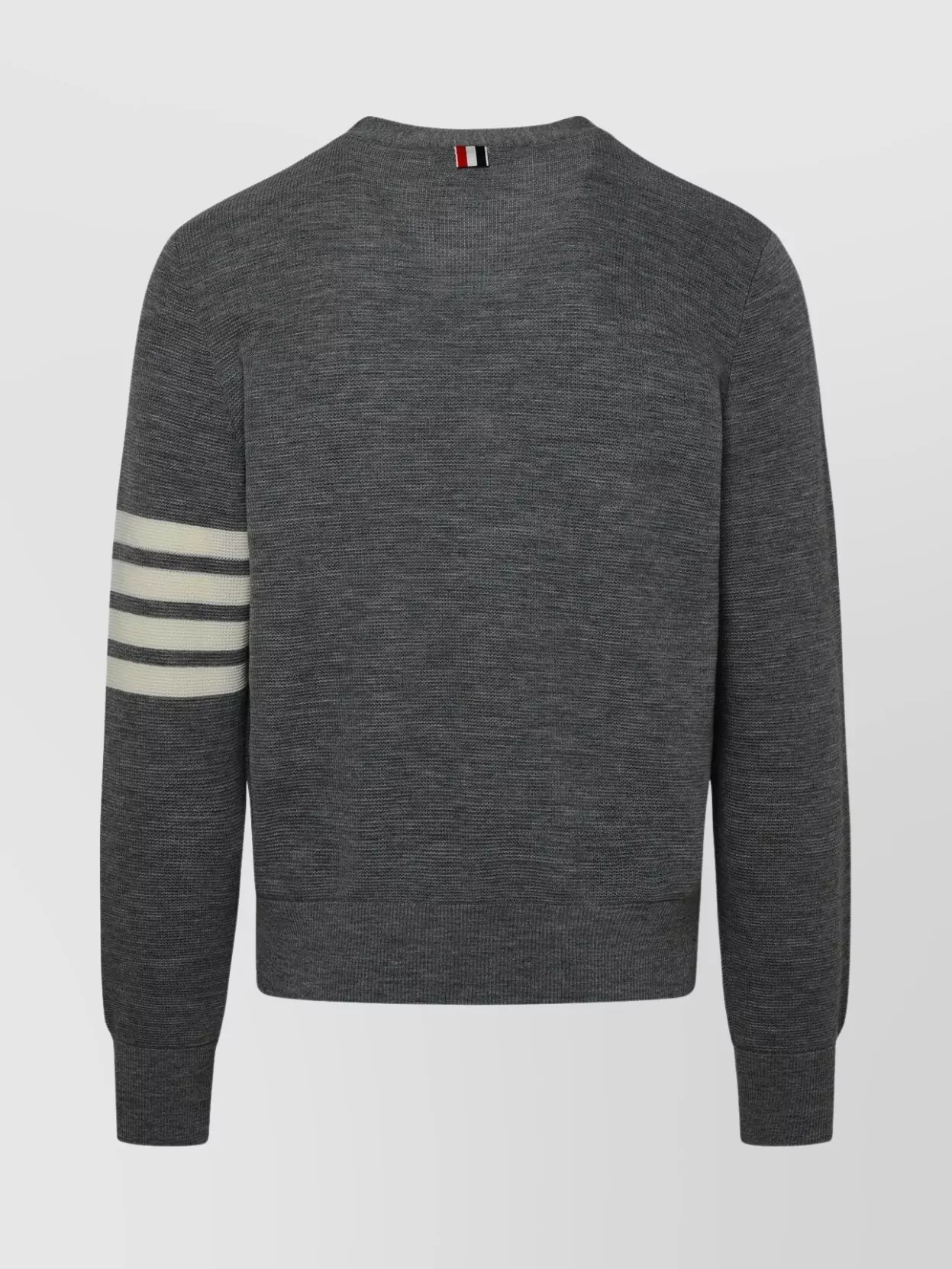 Shop Thom Browne Wool Cardigan With Crew Neck And Striped Sleeves