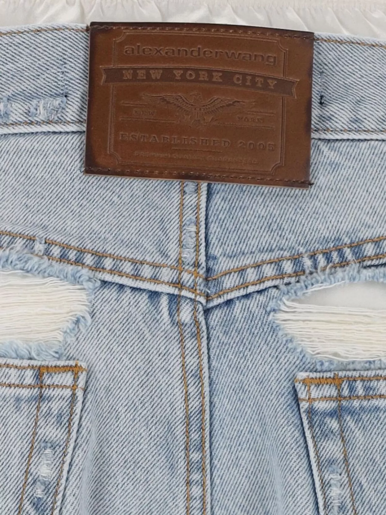 Alexander Wang Straight Denim Shorts Distressed Detailing