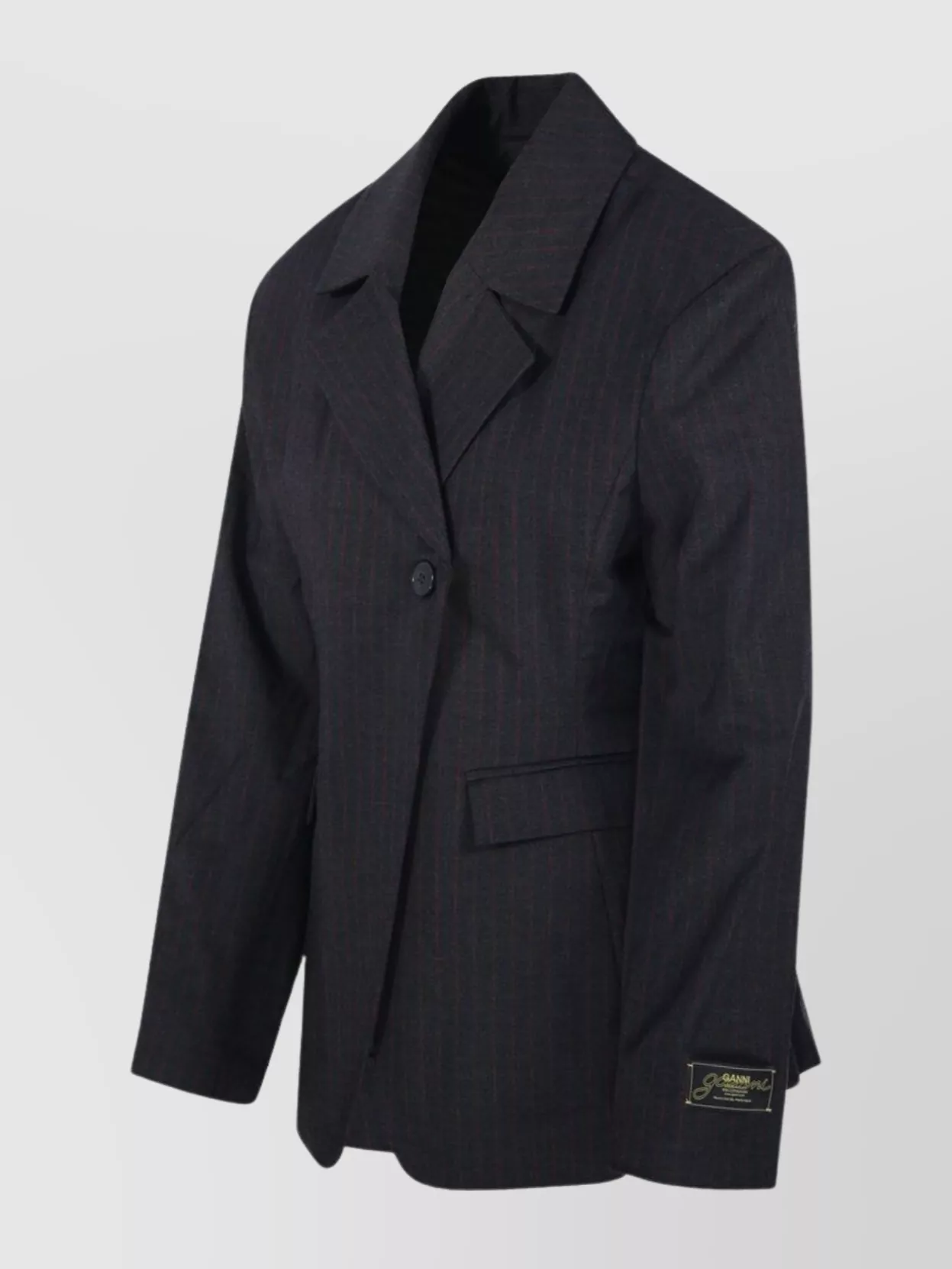Ganni Striped Blazer Featuring Front Pockets