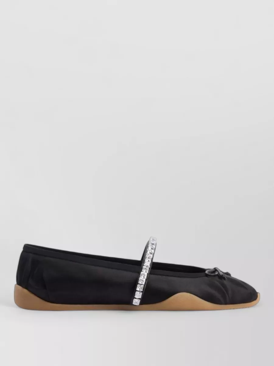 Giuseppe Zanotti Silk Satin Rhinestone-Bow Ballerina Shoes