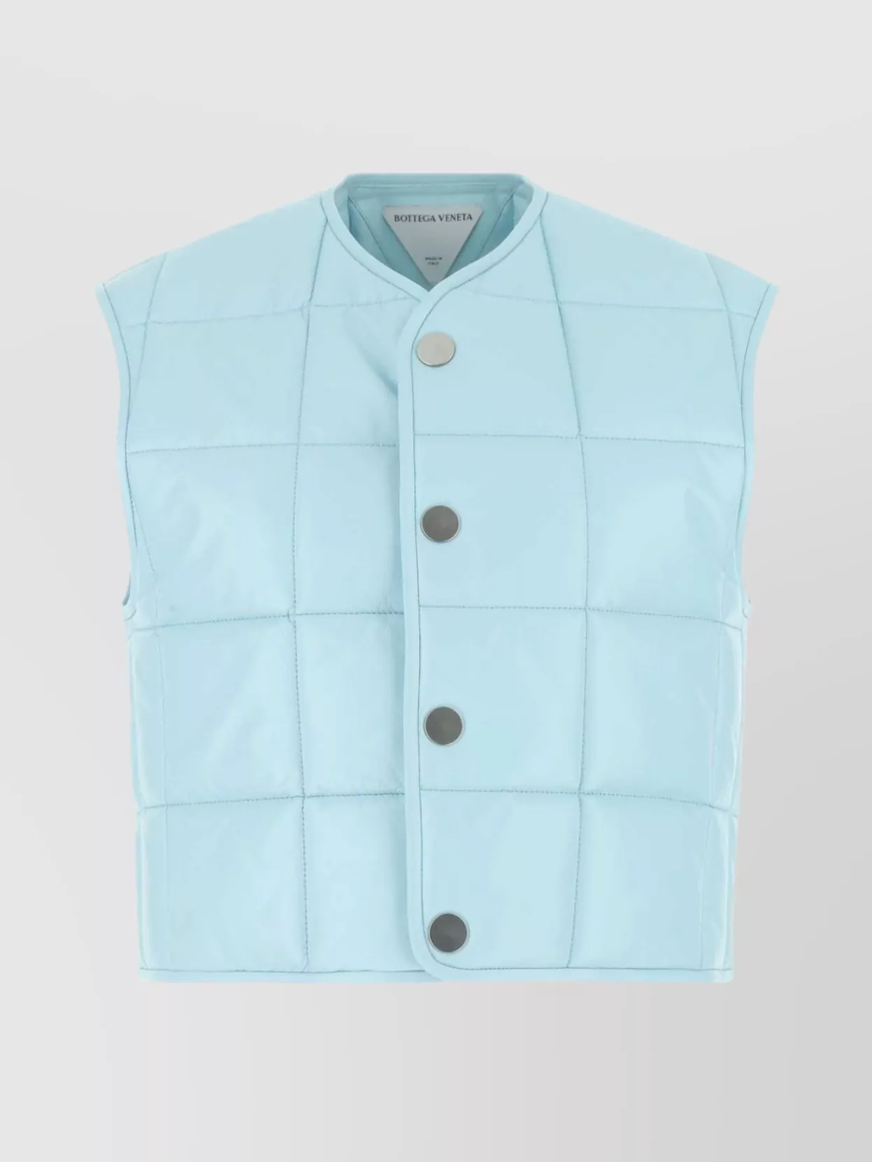Shop Bottega Veneta Light-blue Nappa Leather Padded Vest
