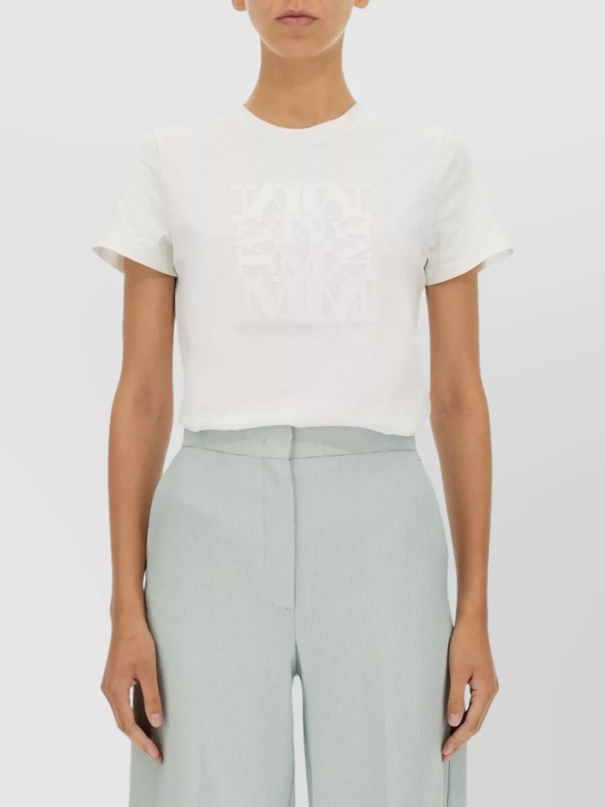 Max Mara Logo Patch Crew Neck Short Sleeve Top In Green