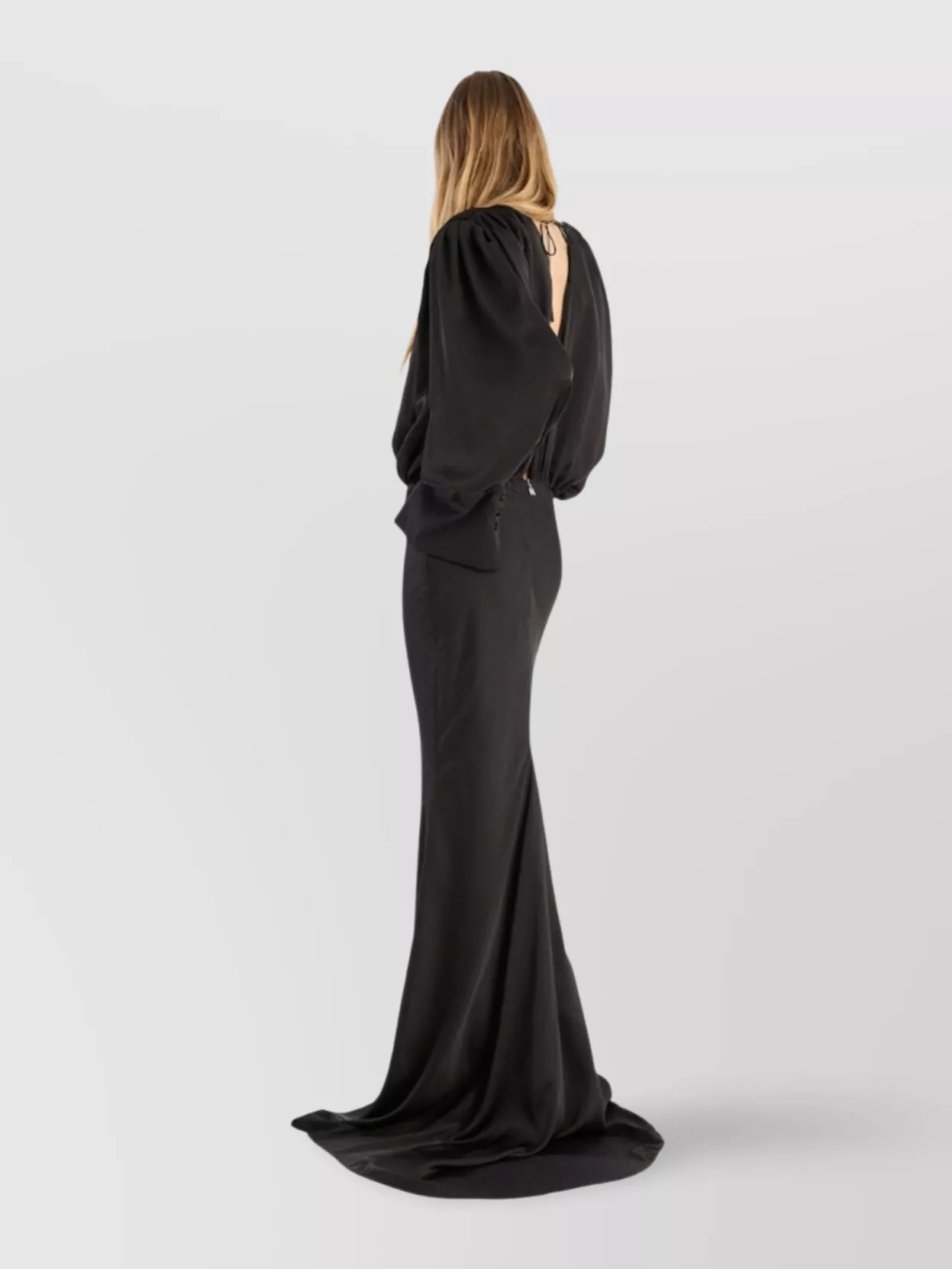 Rotate V-Neck Long Sleeve Floor-Length Dress