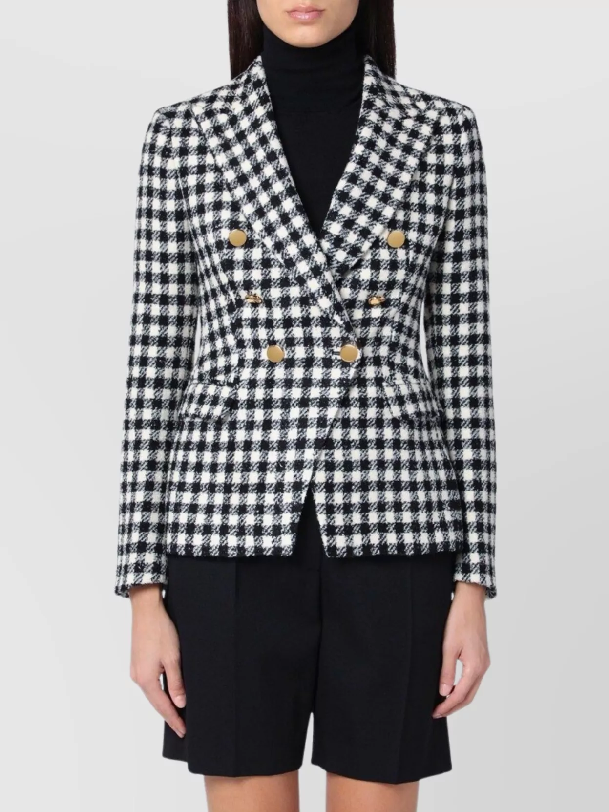 Tagliatore Double Breasted Checked Jacket With Notched Lapels In Black