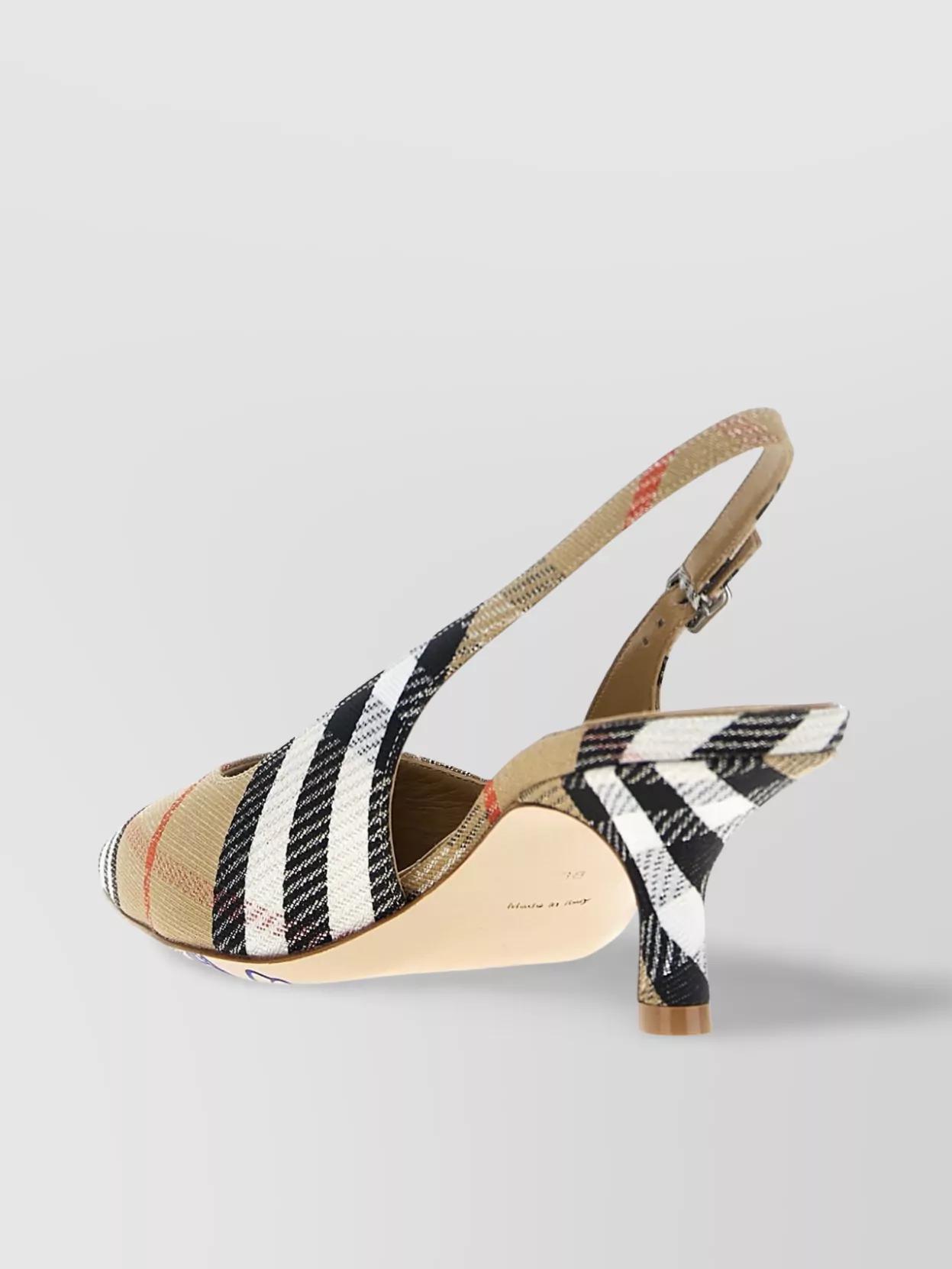 BURBERRY POINTED TOE KITTEN HEEL SLINGBACK CHECK