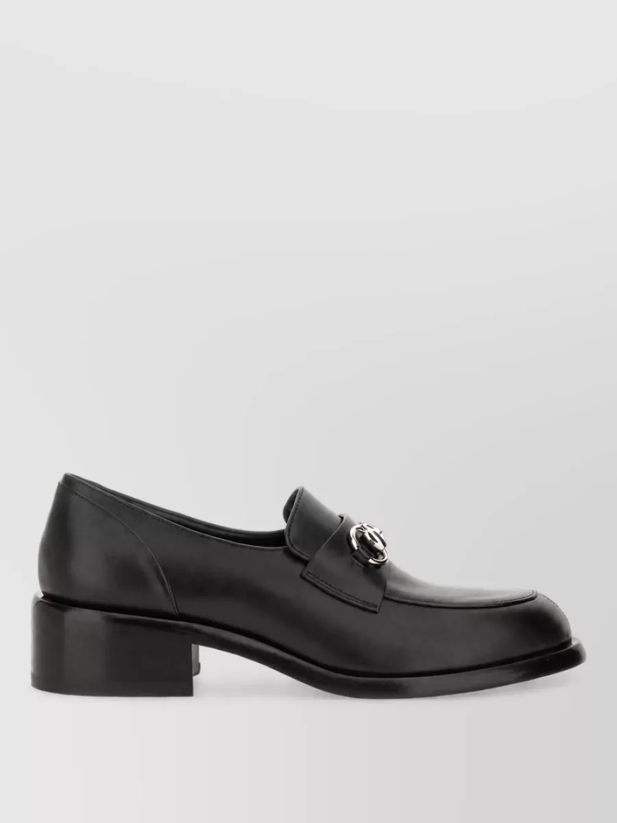 Gucci Moccasin Chain Detail Block Heel Shoe