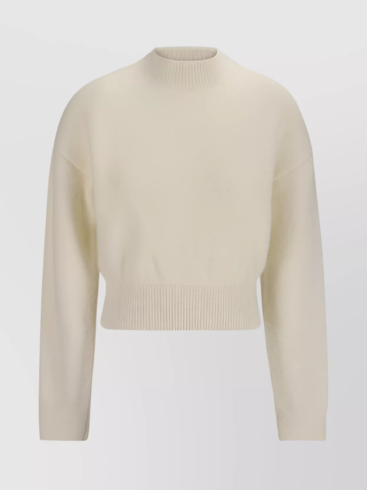 Jacquemus Alpaca Wool Ribbed Knit Sweater In White