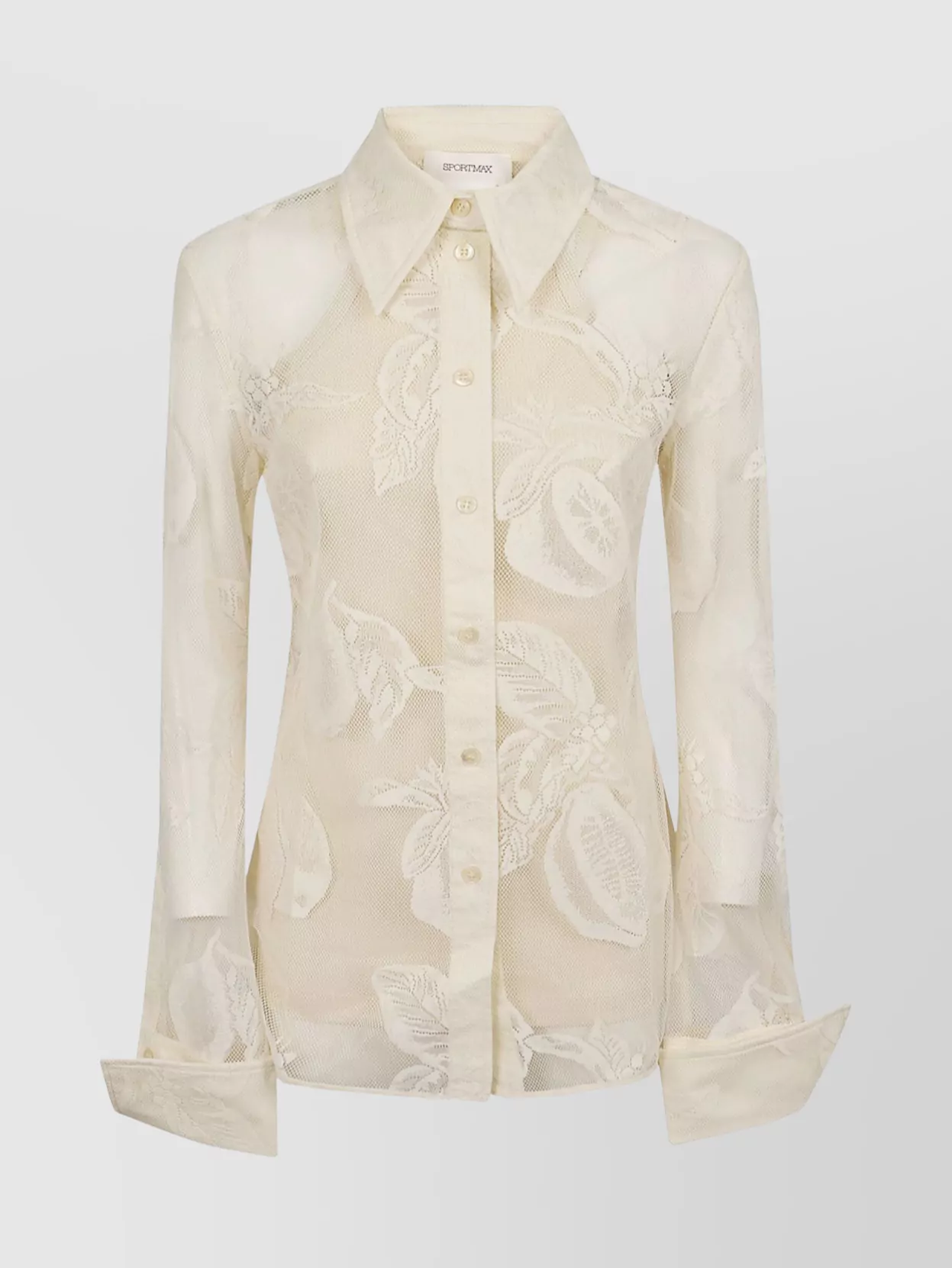's Max Mara Jersey Coordinated Top With Embroidered Sheer Sleeves In Neutral