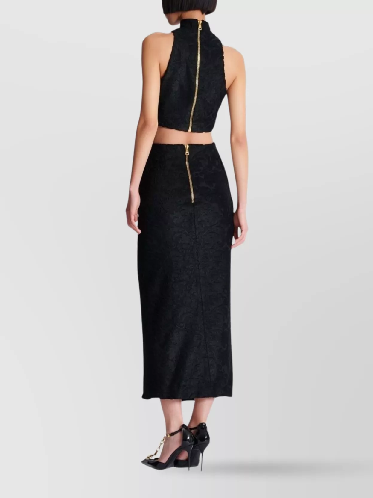 Balmain Buttoned High Waist Skirt With Slit Detail In Blue