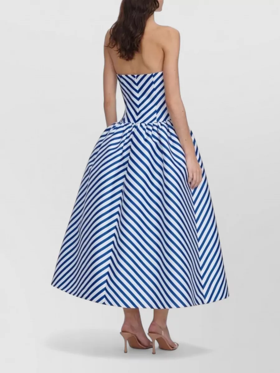 Self-Portrait Striped Taffeta Midi Dress
