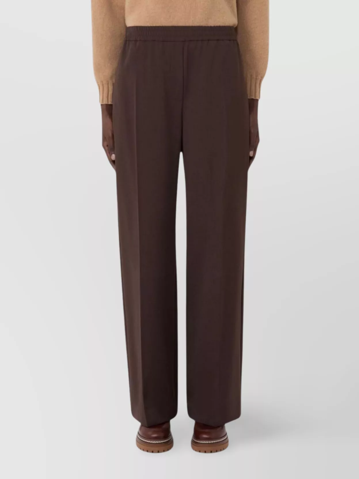 Weekend Max Mara Wide Leg Trousers Elastic Waistband In Brown