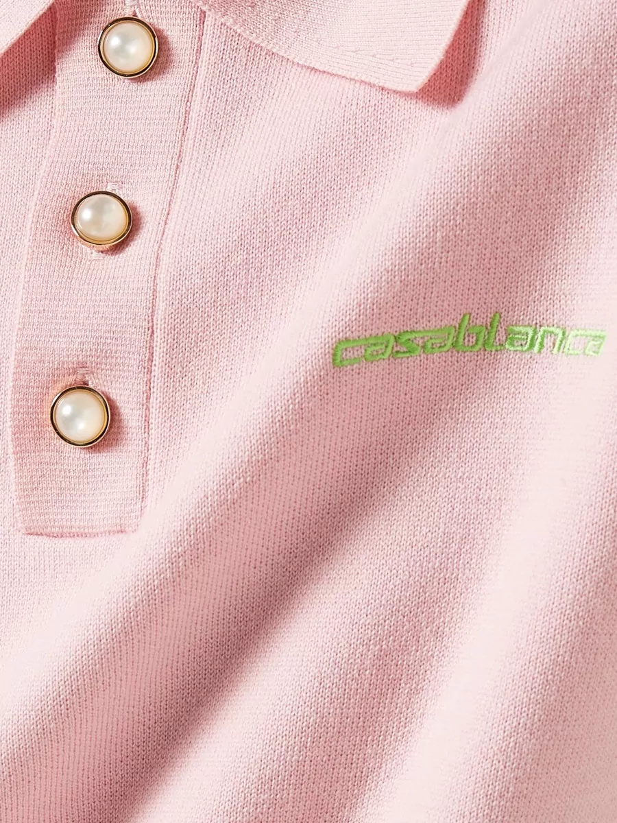 Casablanca Wool Short-Sleeve Polo Shirt