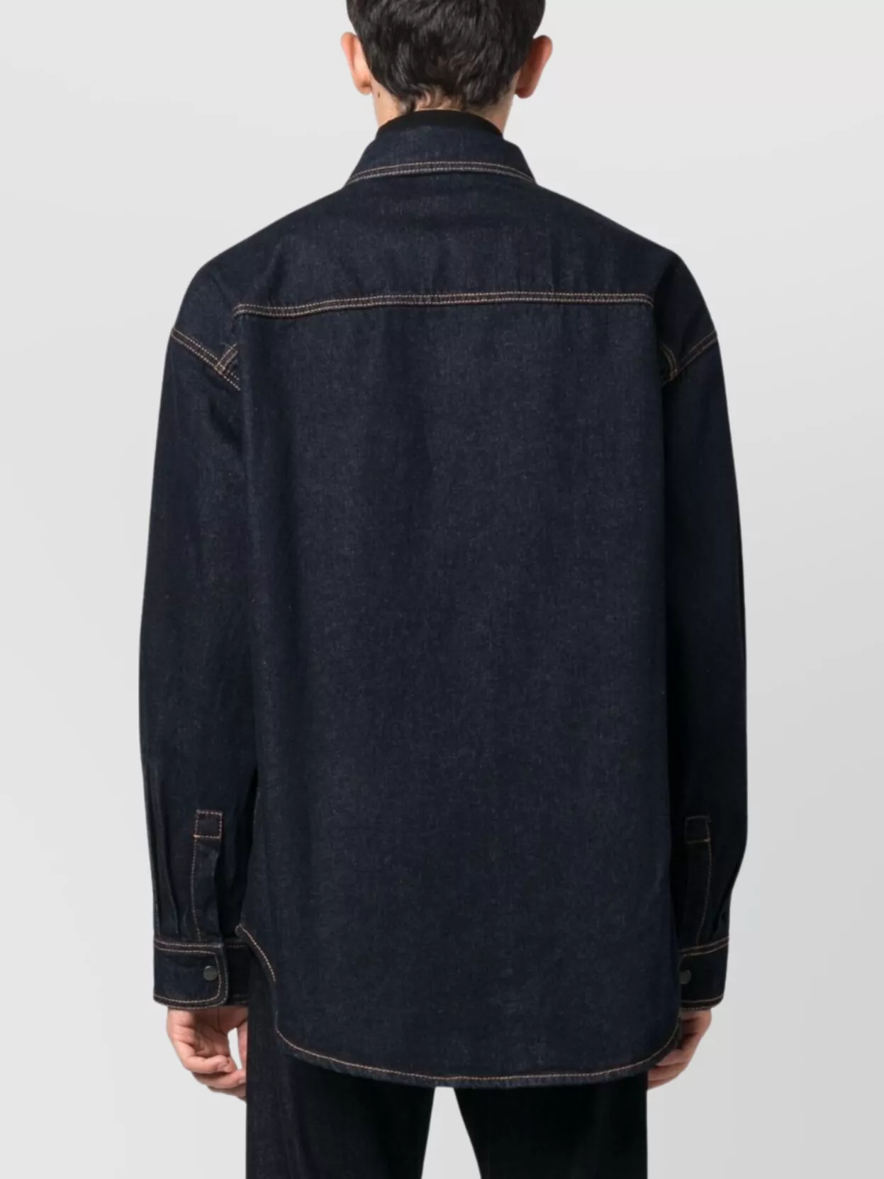 Palm Angels Logo-Embroidered Denim Shirt Contrast Stitching