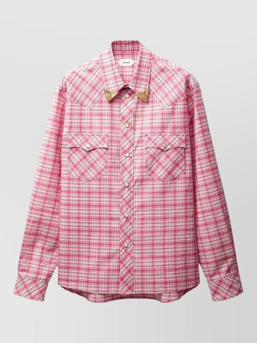 Versace Checked cotton poplin slim-fit shirt