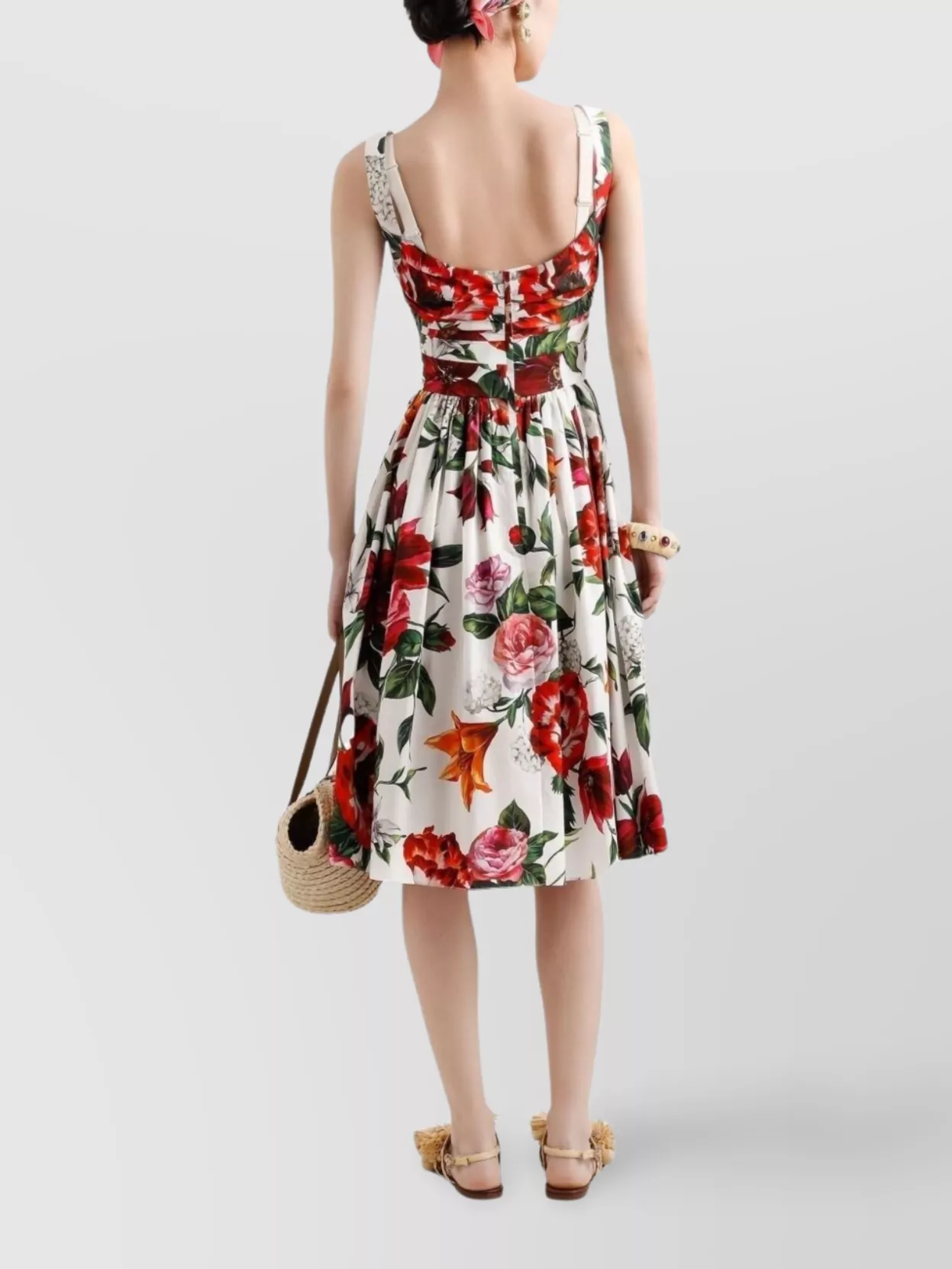 Dolce&Gabbana Floral Sleeveless Poplin Dress