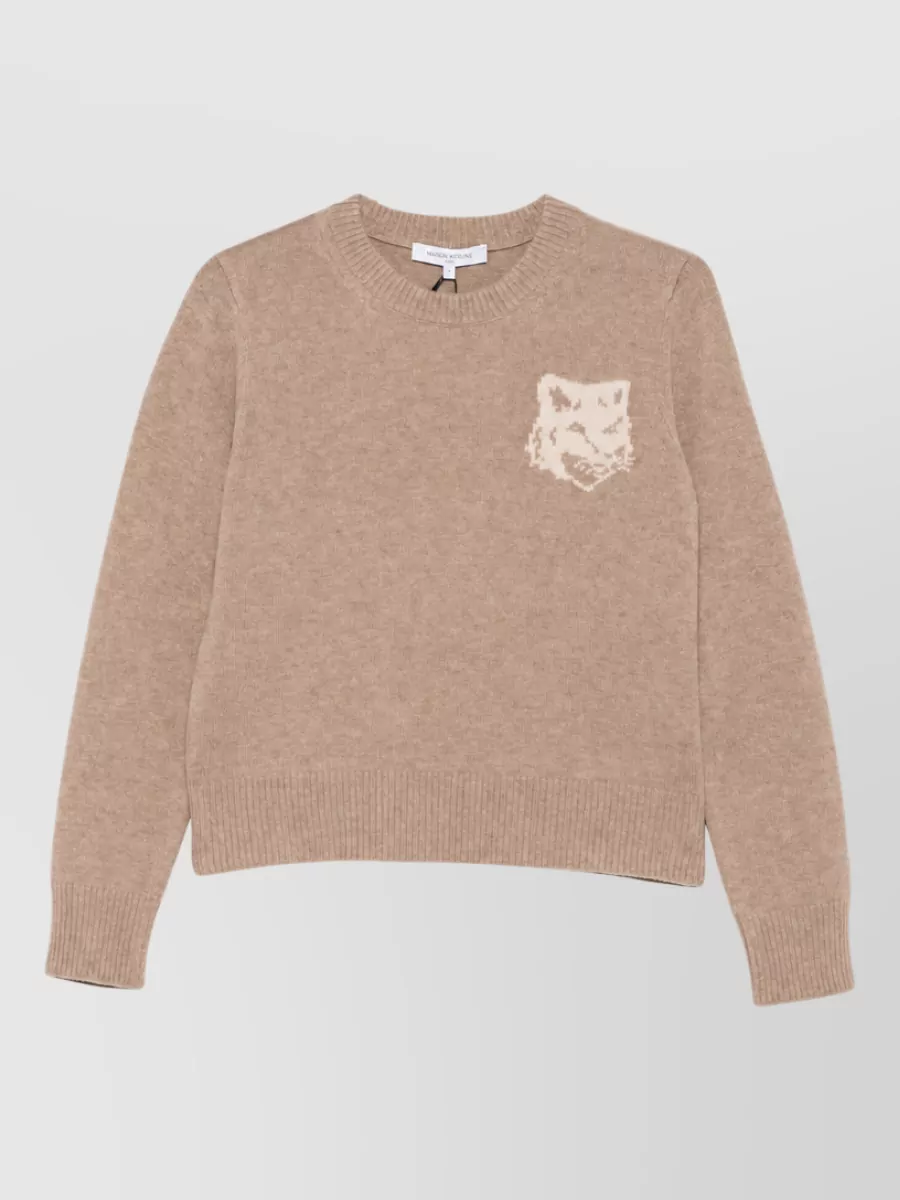 Maison Kitsuné wool intarsia-knit fox motif crew-neck long-sleeve jumper