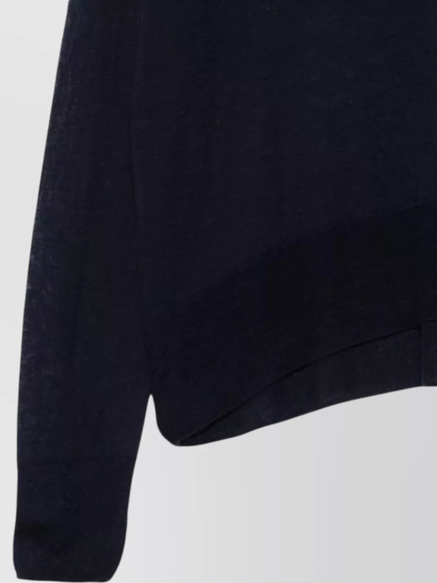 Closed Fine-Knit Wool Semi-Sheer Round-Neck Drop-Shoulder Long-Sleeve Sweater