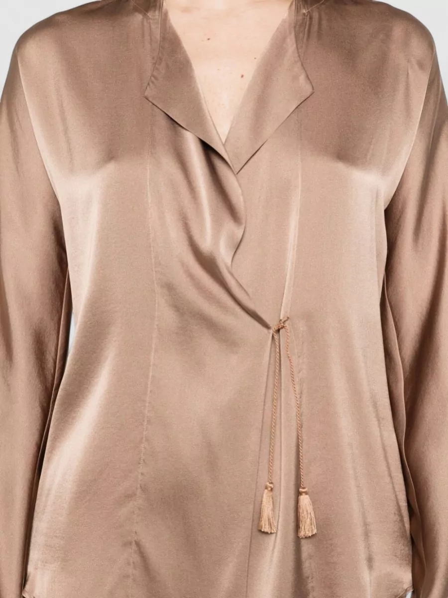 Forte Forte Satin Shirt Long Sleeves Draped Front