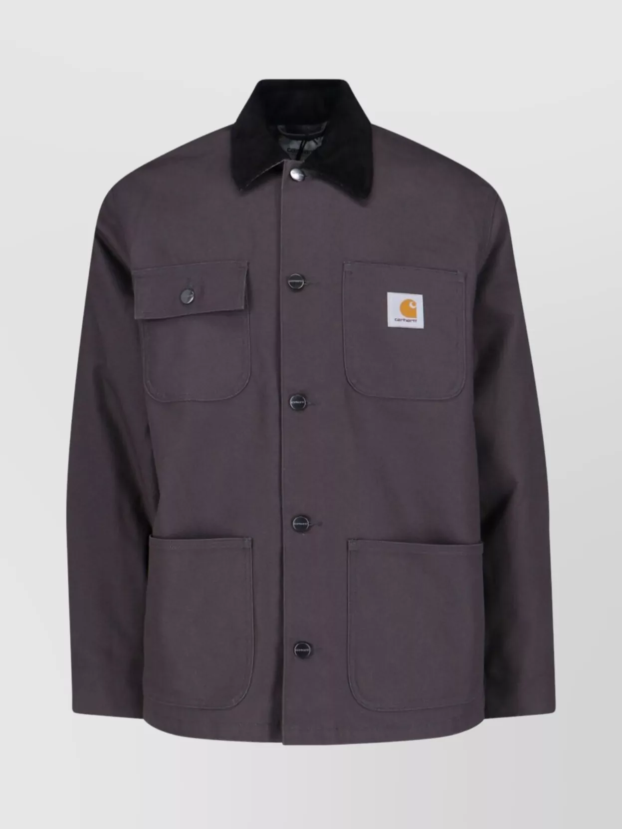 Carhartt Collared Neck Jacket With Long Sleeves And Pockets In Brown
