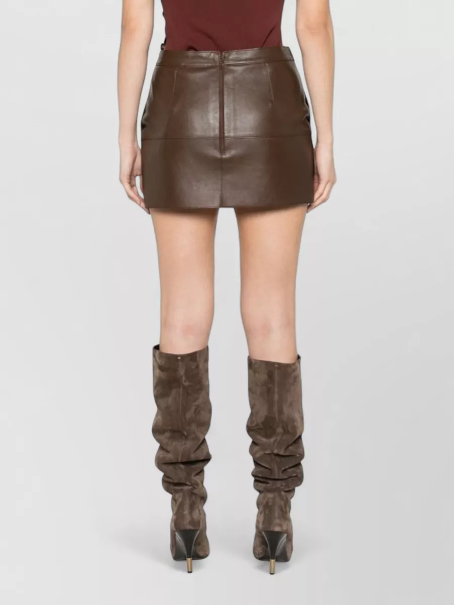 Parosh Leather Paneled Mini Skirt