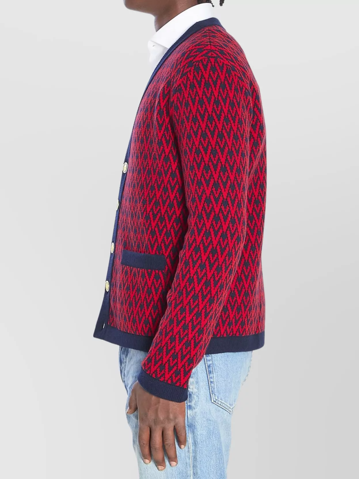 Valentino Garavani V-Neck Cardigan With Relaxed Fit And Ribbing