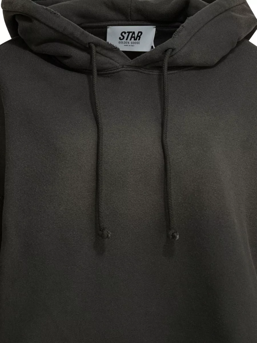 Golden Goose Hooded Cropped Sweatshirt Long Sleeves Drawstring