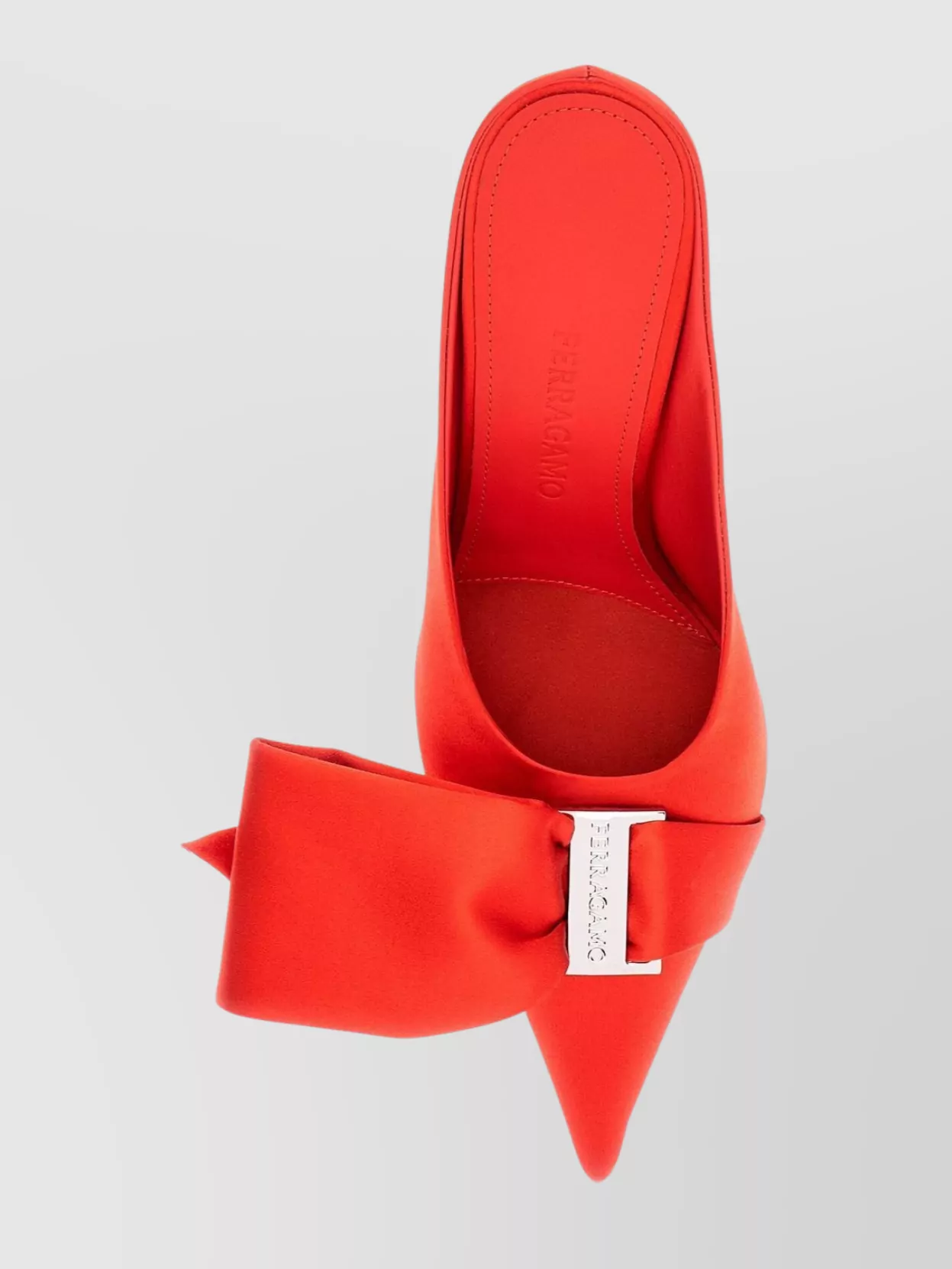 FERRAGAMO SATIN MULES WITH POINTED TOE AND STILETTO HEEL