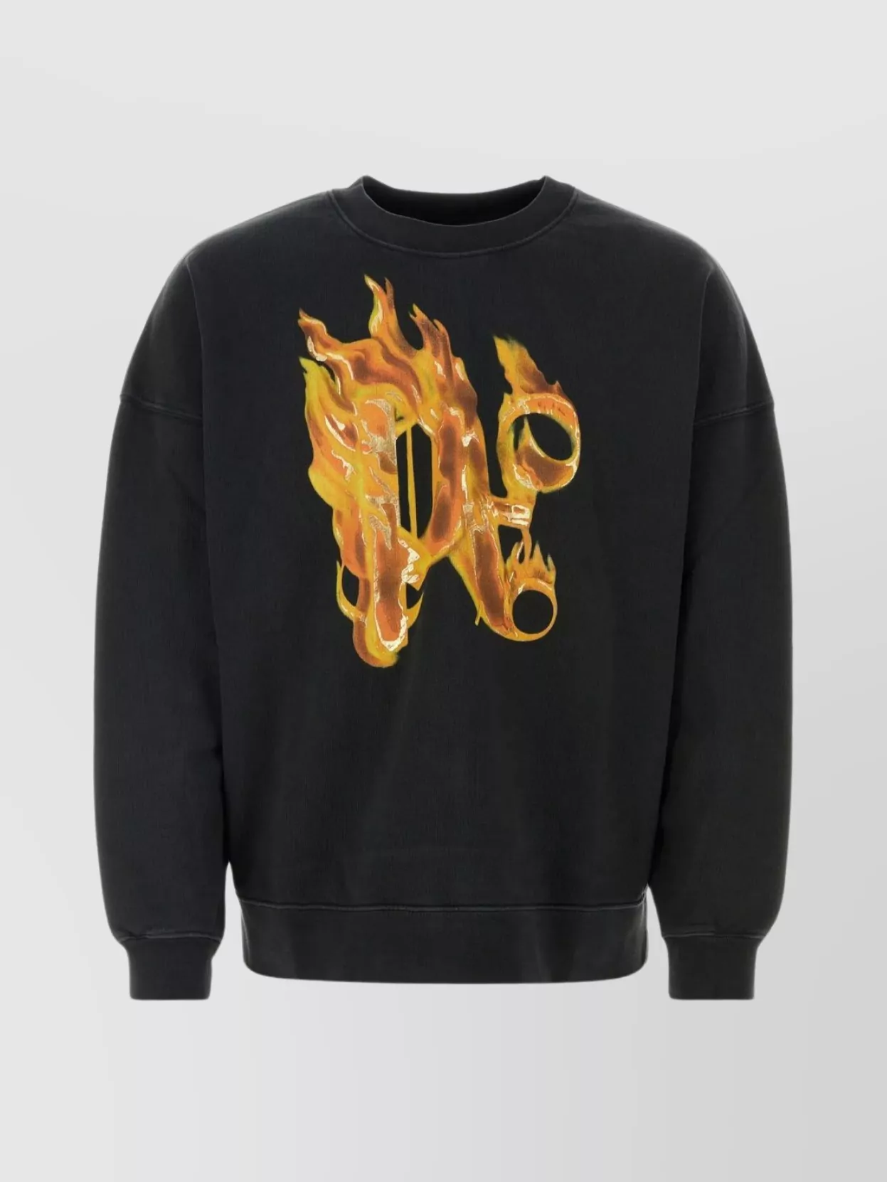 Shop Palm Angels Flame Print Oversize Crew-neck Sweatshirt
