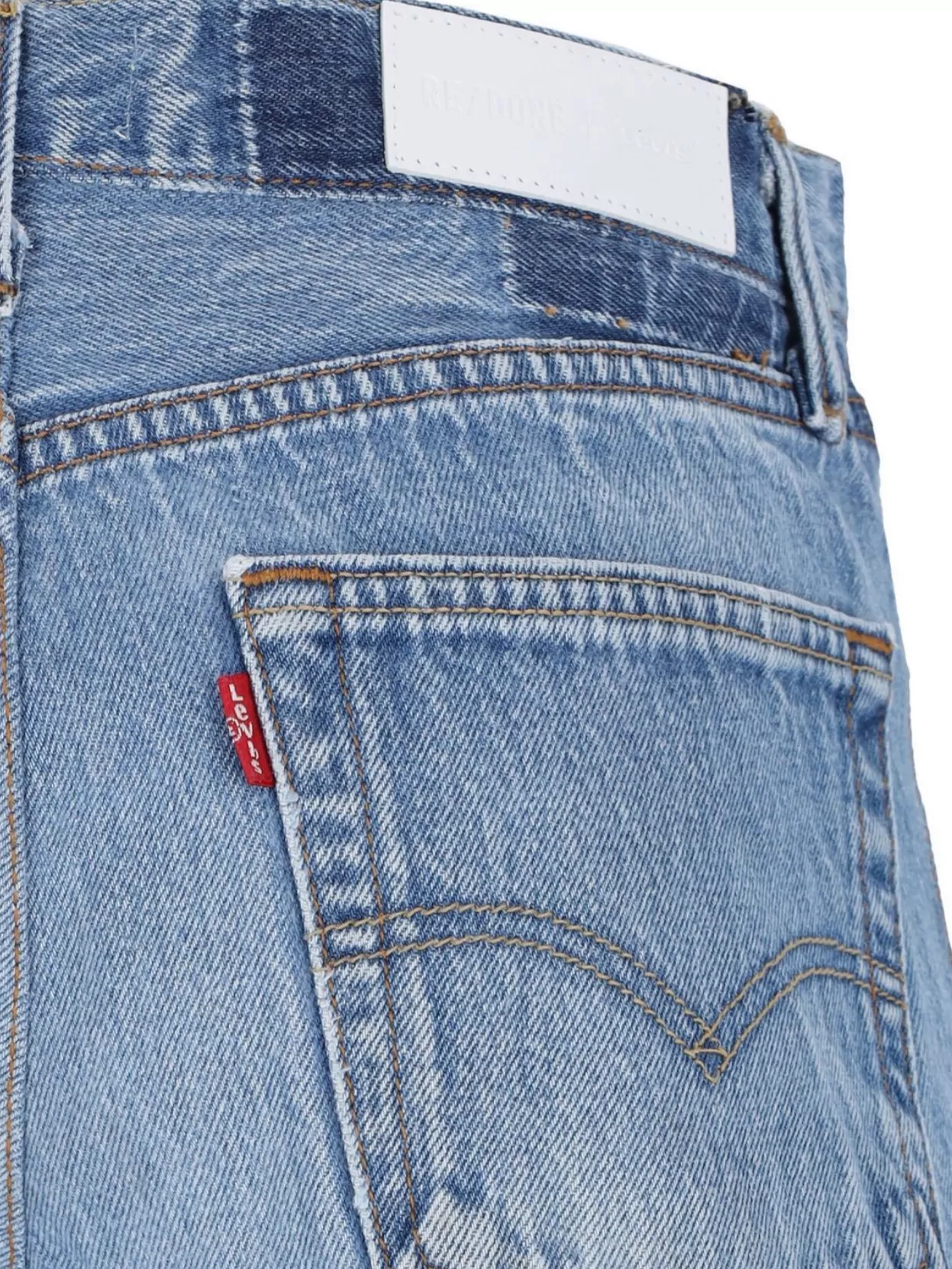 Re/Done Straight Denim Shorts Frayed Hem