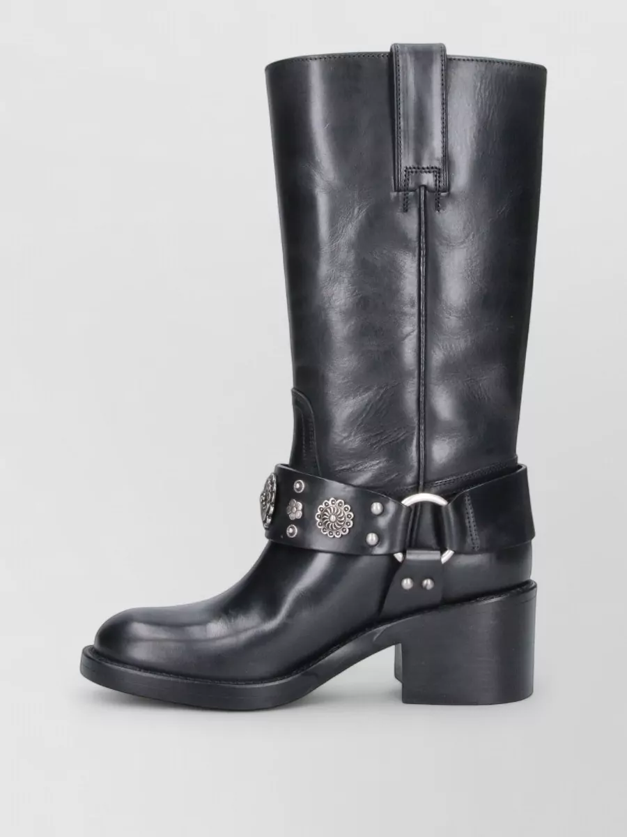 Chloé Leather Studded Knee-High Boots