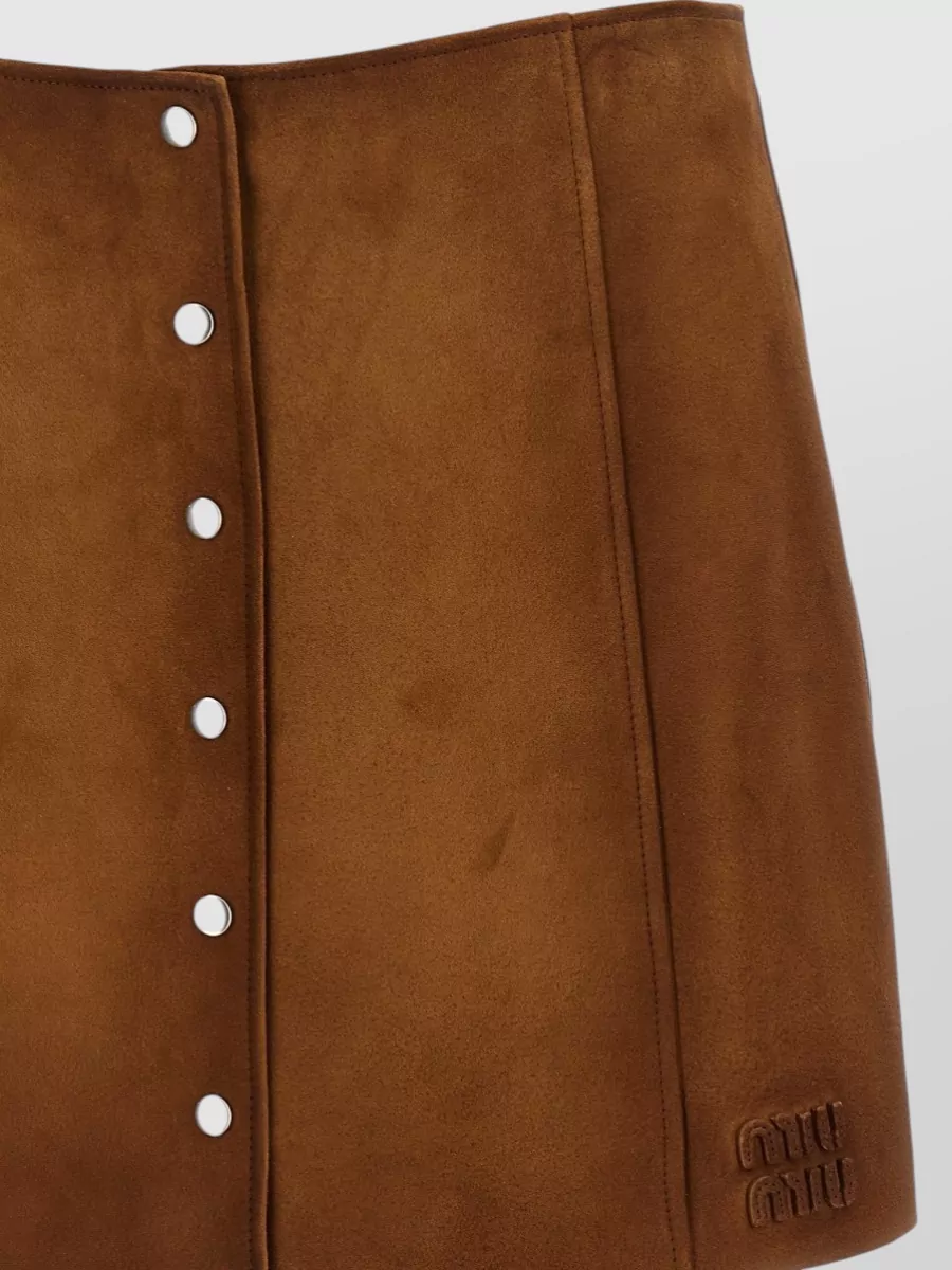 Miu Miu Suede Paneled Mini A-Line Skirt