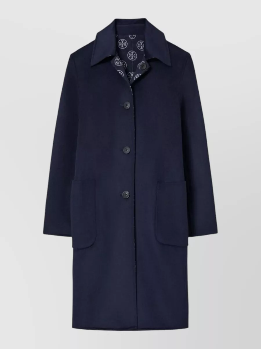 Tory Burch wool jacquard reversible single-breasted coat