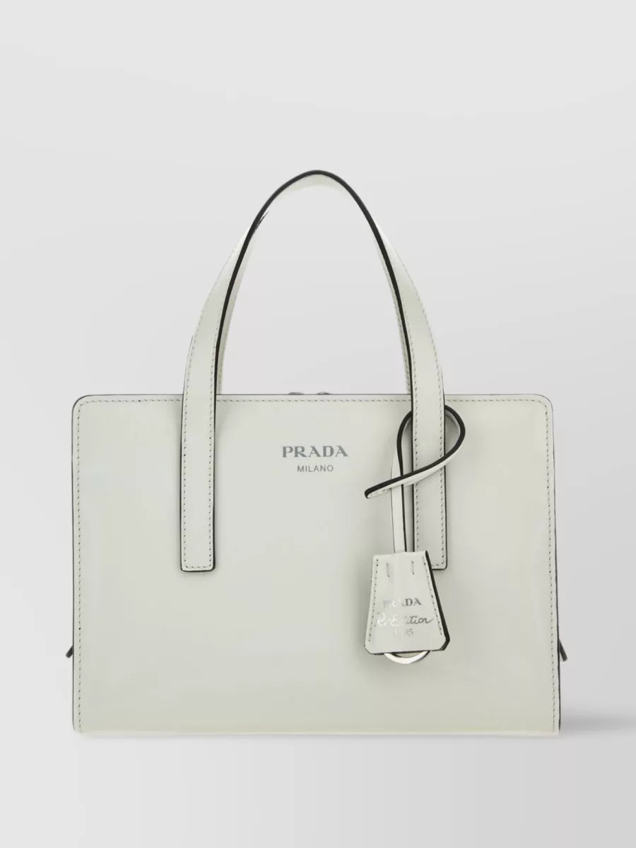 Shop Prada Structured Leather Shoulder Bag In White