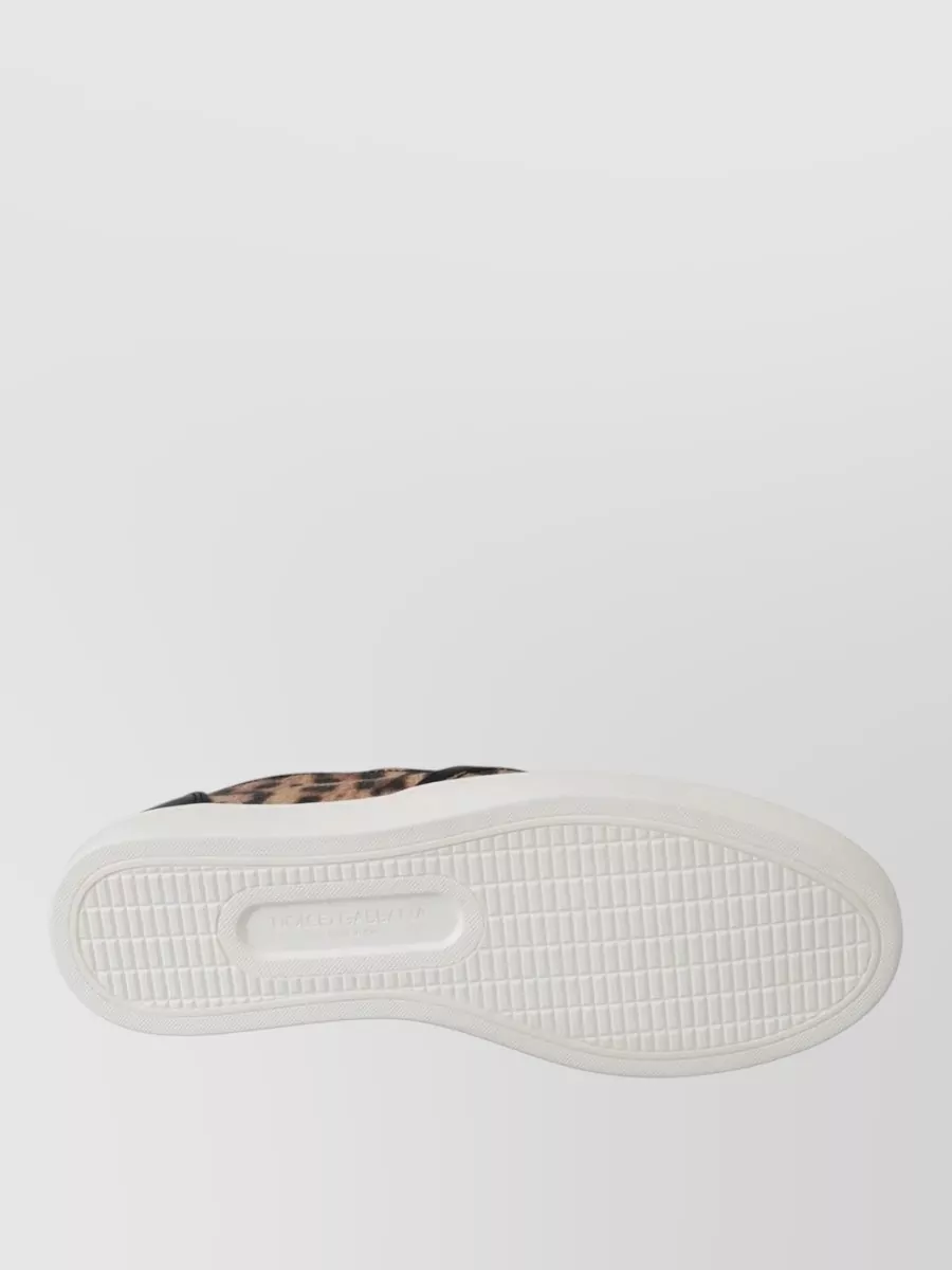 Dolce&Gabbana Leather Leopard-Print Slip-On Sneakers