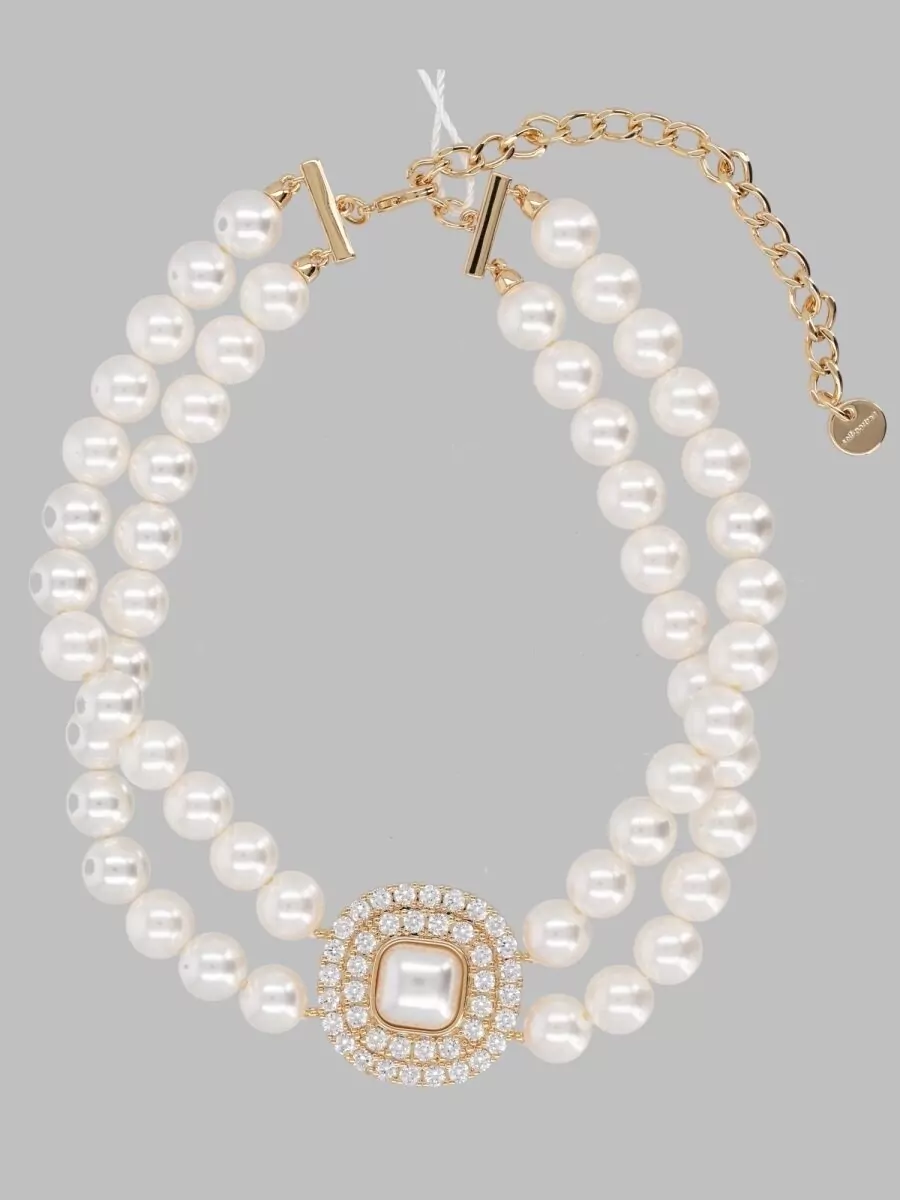 Self-Portrait crystal and pearl bracelet