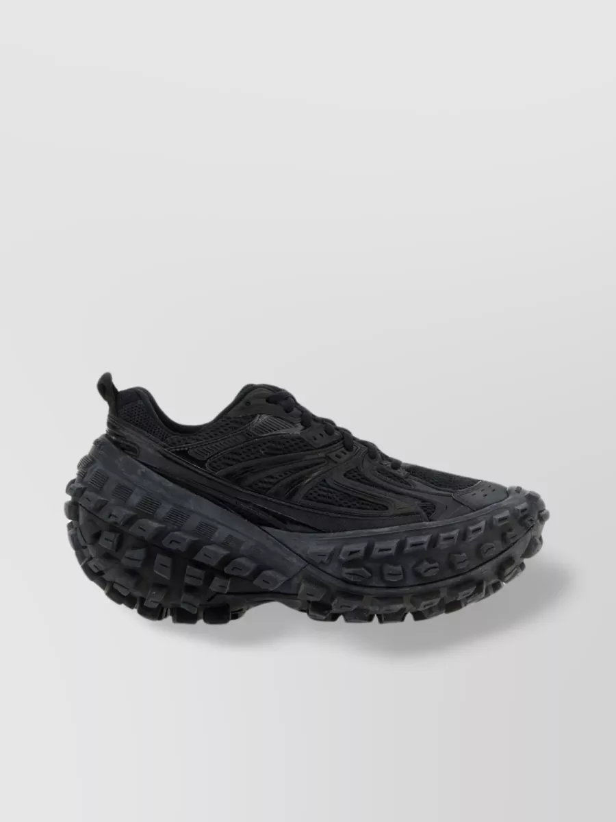 Shop Balenciaga Nylon And Mesh Bouncer Sneakers With Lug Sole In Black