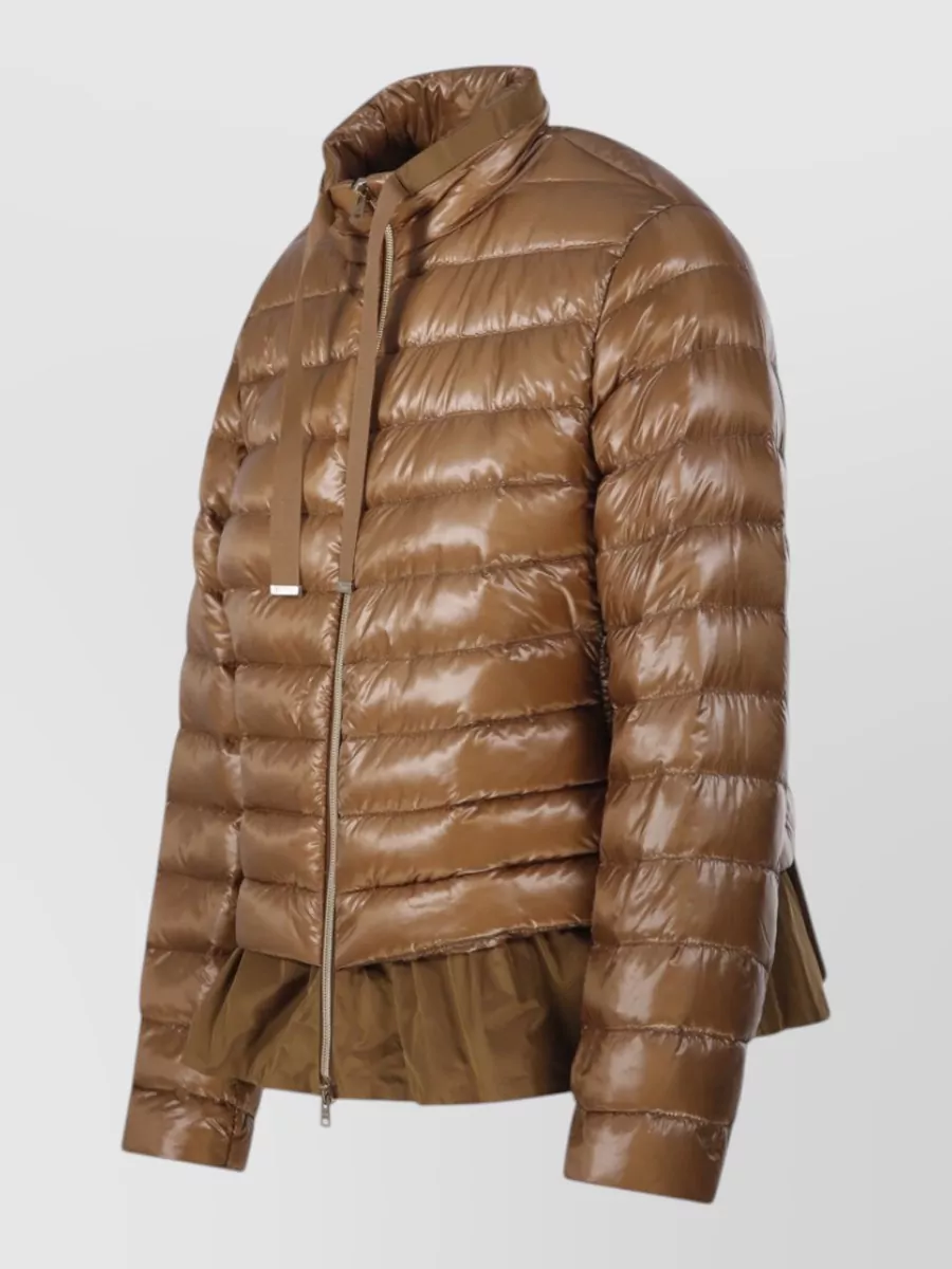 Herno Down Jacket Peplum Hem High Collar